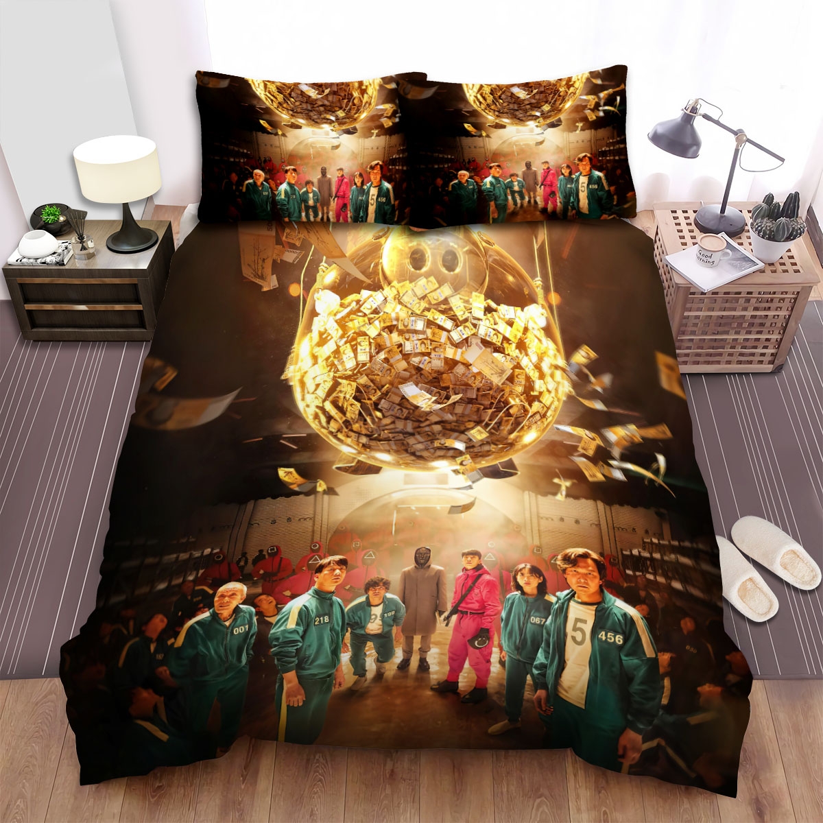 Squid Game (2021) Movie Poster Bed Sheets Spread Duvet Cover Bedding Set - Unique Anime Apparel for Fans