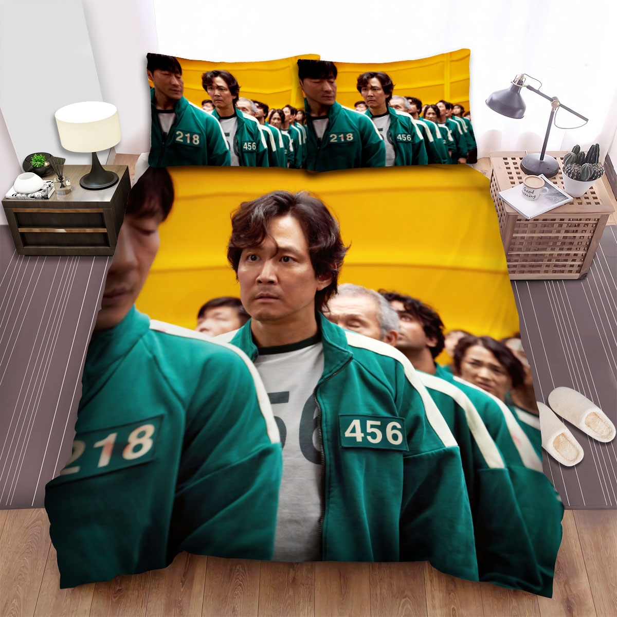 Squid Game (2021) Movie Stand In Queue Bed Sheets Spread Duvet Cover Bedding Set - Unique Anime Apparel for Fans