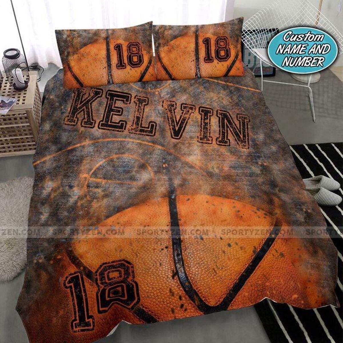 Stain Basketball Ball Personalized Custom Name Duvet Cover Bedding Set - Unique Anime Apparel for Fans