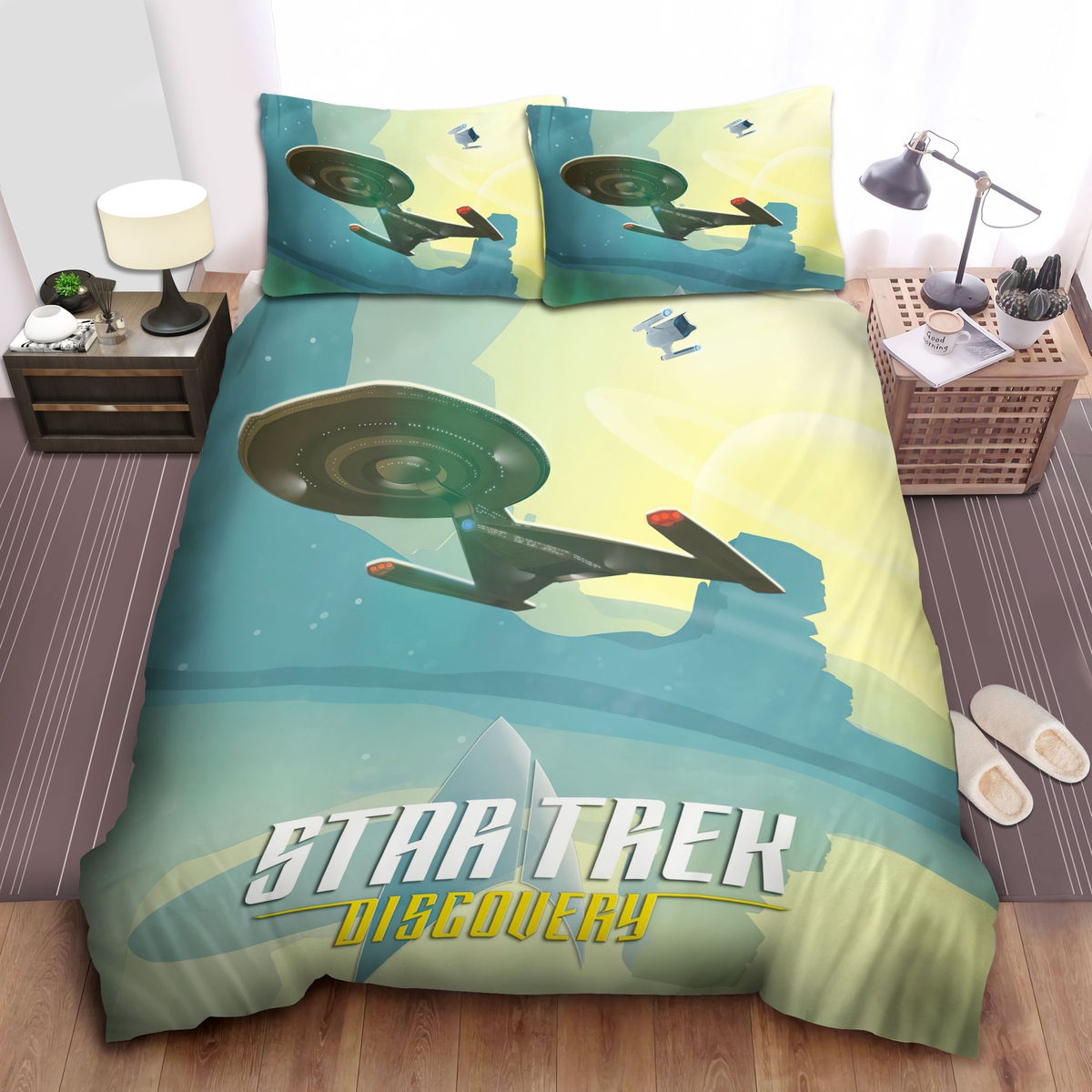 Star Trek Starship Digital Art Bed Sheets Spread Duvet Cover Bedding Set - Unique Anime Apparel for Fans