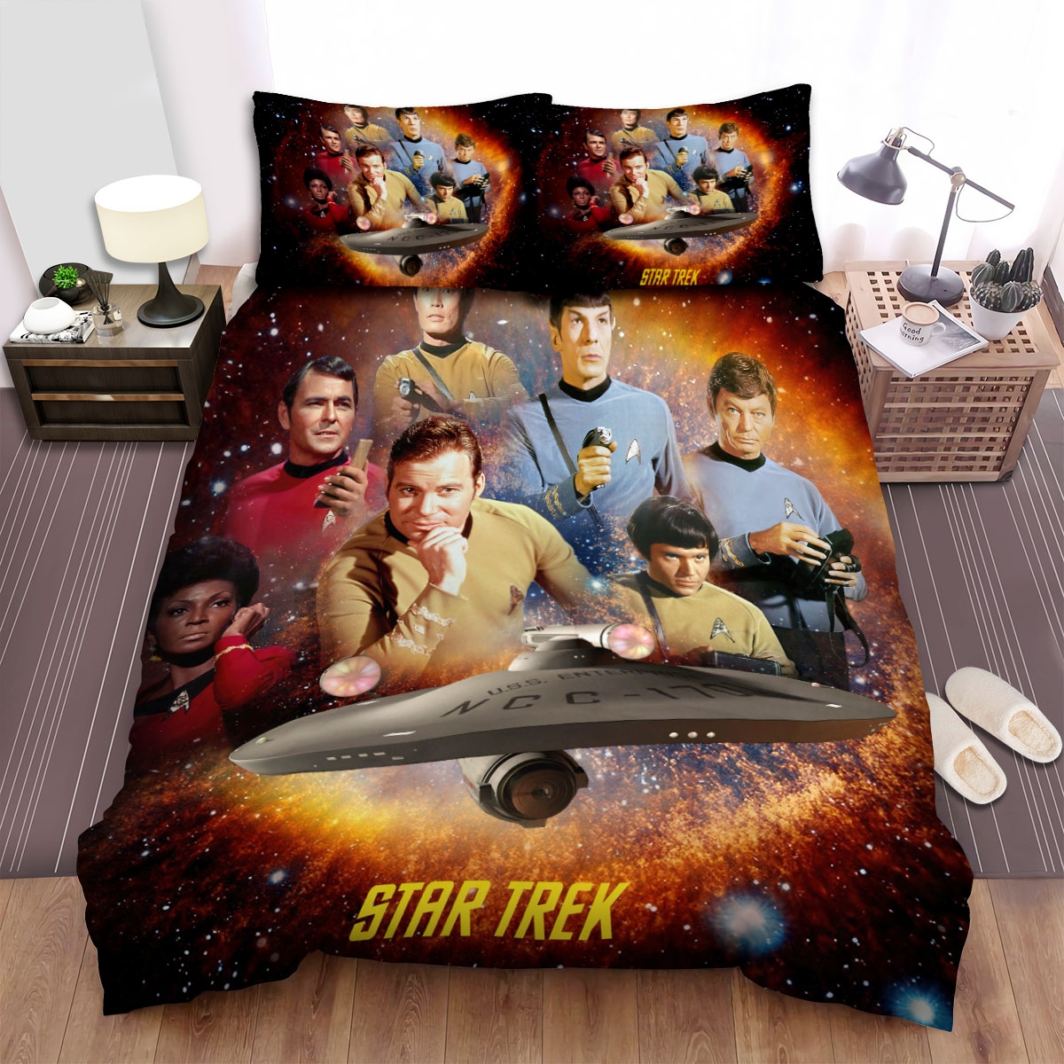 Star Trek The Original Series Wallpaper Art Bed Sheets Spread Duvet Cover Bedding Set - Unique Anime Apparel for Fans