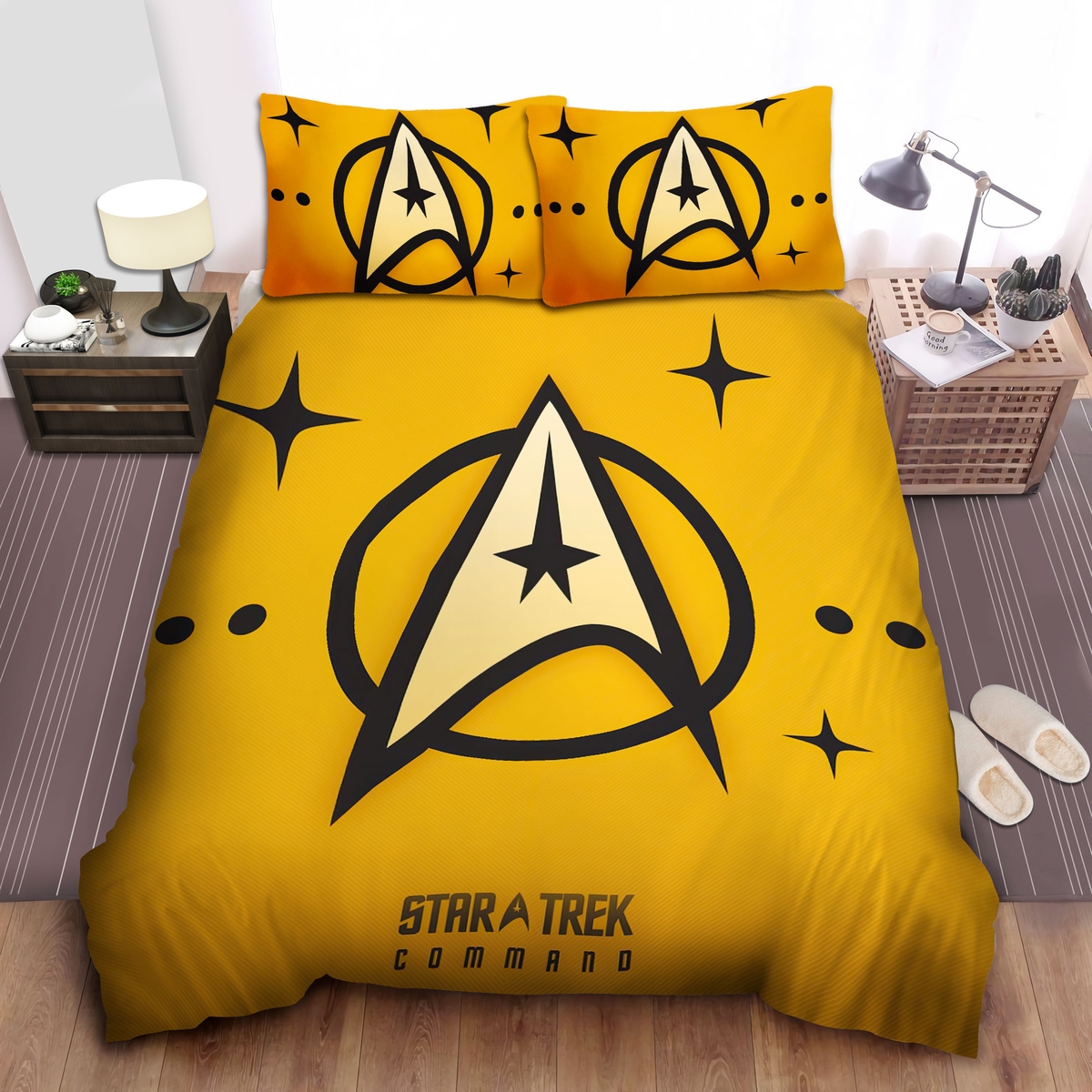 Star Trek Yellow Logo Bed Sheets Spread Comforter Duvet Cover Bedding Set - Unique Anime Apparel for Fans