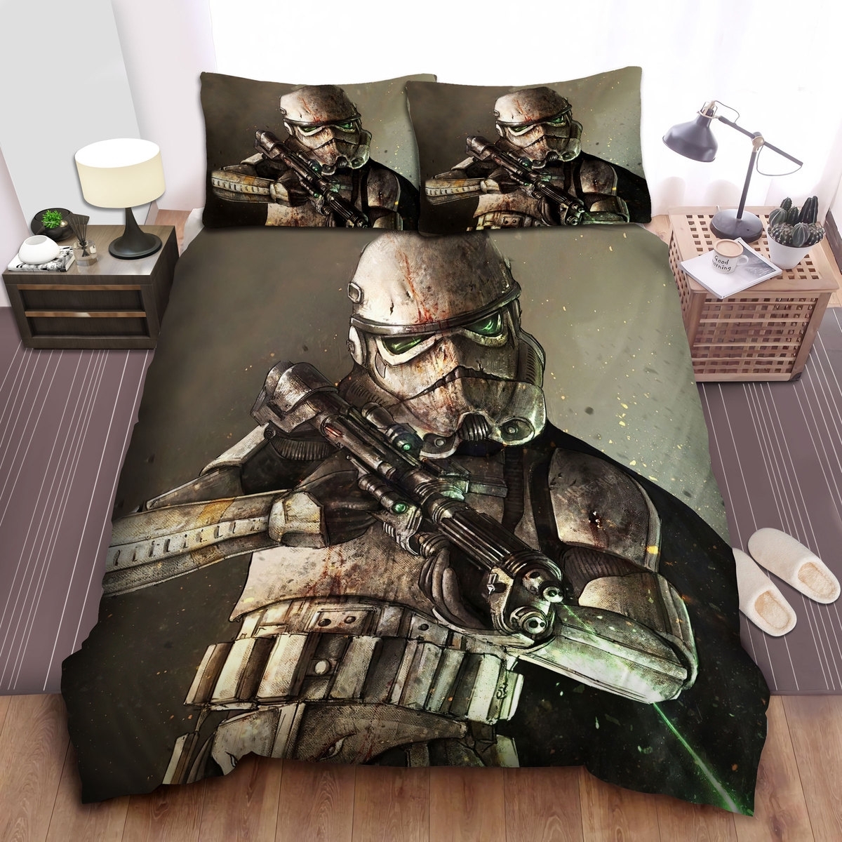 Star Wars Bloody Stormtrooper Painting Bed Sheets Spread Duvet Cover Bedding Set - Unique Anime Apparel for Fans