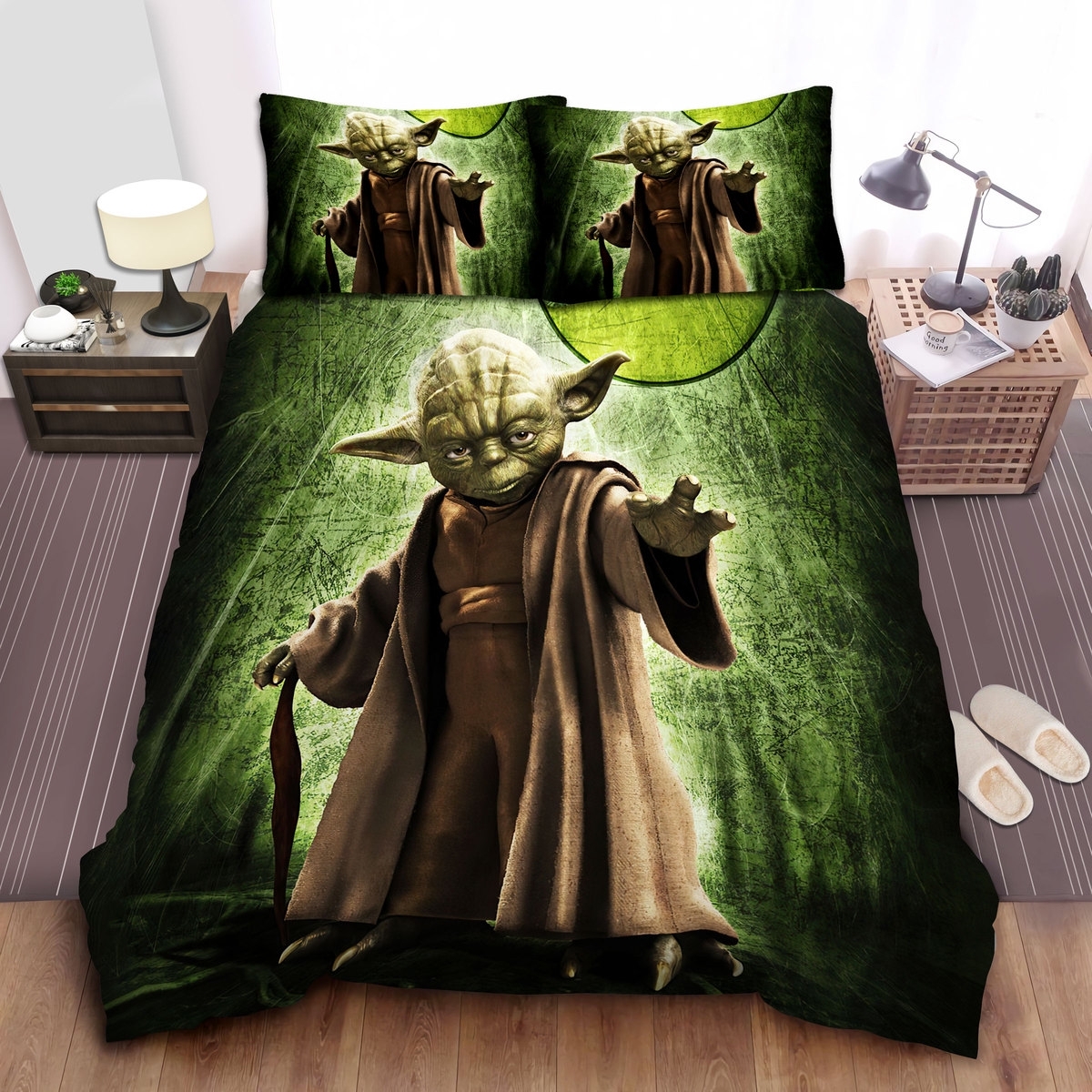 Star Wars Cool Master Yoda Portrait Bed Sheets Spread Duvet Cover Bedding Set - Unique Anime Apparel for Fans