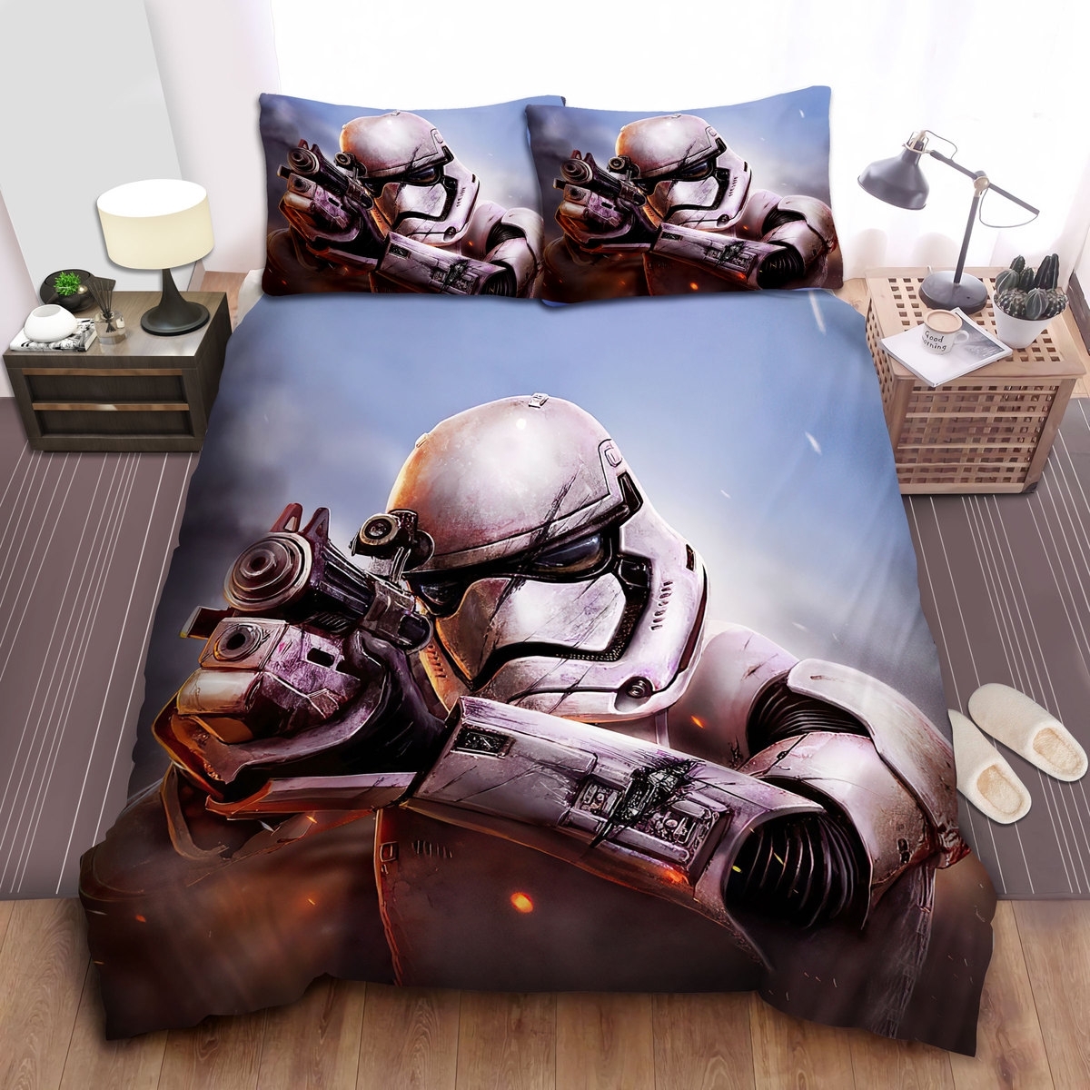 Star Wars Damaged Stormtrooper In Battle 3d Illustration Bed Sheets Spread Duvet Cover Bedding Set - Unique Anime Apparel for Fans