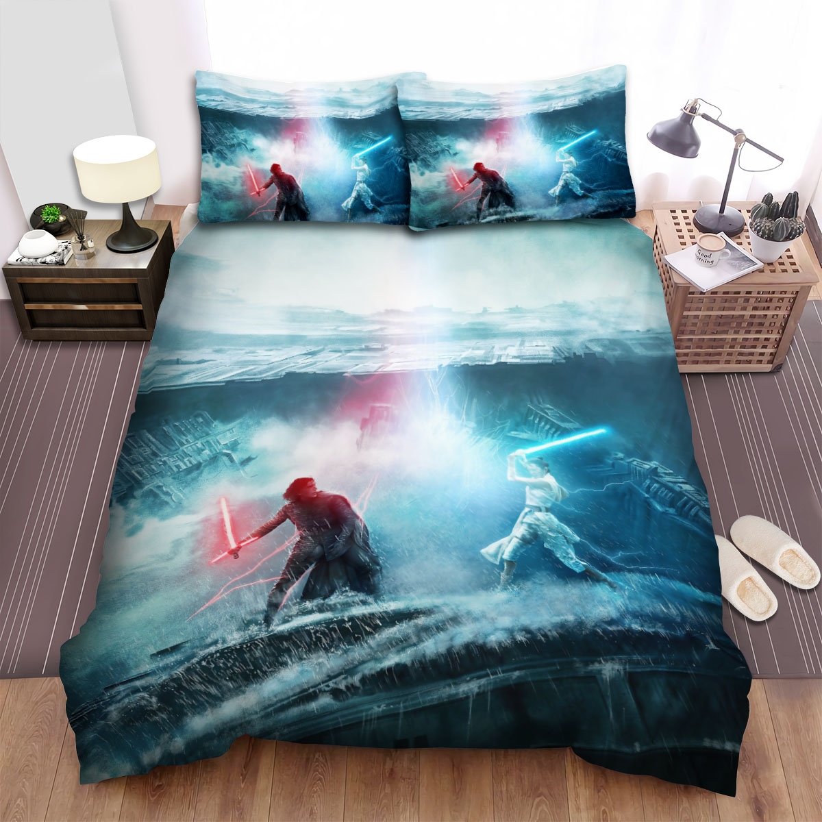 Star Wars Episode Ix - The Rise Of Skywalker Fight By Sword Under The Rain Movie Poster Bed Sheets Spread Duvet Cover Bedding Set - Unique Anime Apparel for Fans