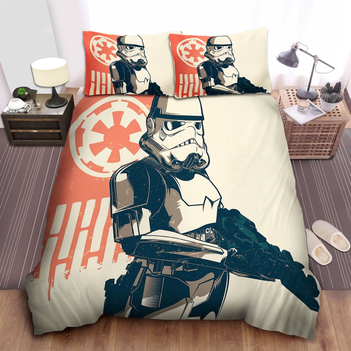 Star Wars Stormtrooper & The Symbol Of Galactic Empire Bed Sheets Spread Duvet Cover Bedding Set - Unique Anime Apparel for Fans