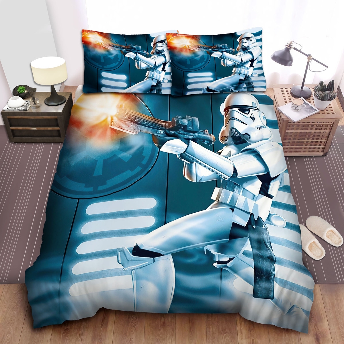 Star Wars Stormtrooper With A Riffle Illustration Bed Sheets Spread Duvet Cover Bedding Set - Unique Anime Apparel for Fans
