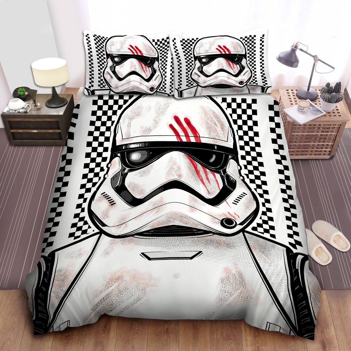 Star Wars Stormtrooper With Blood On The Mask Digital Painting Bed Sheets Spread Duvet Cover Bedding Set - Unique Anime Apparel for Fans