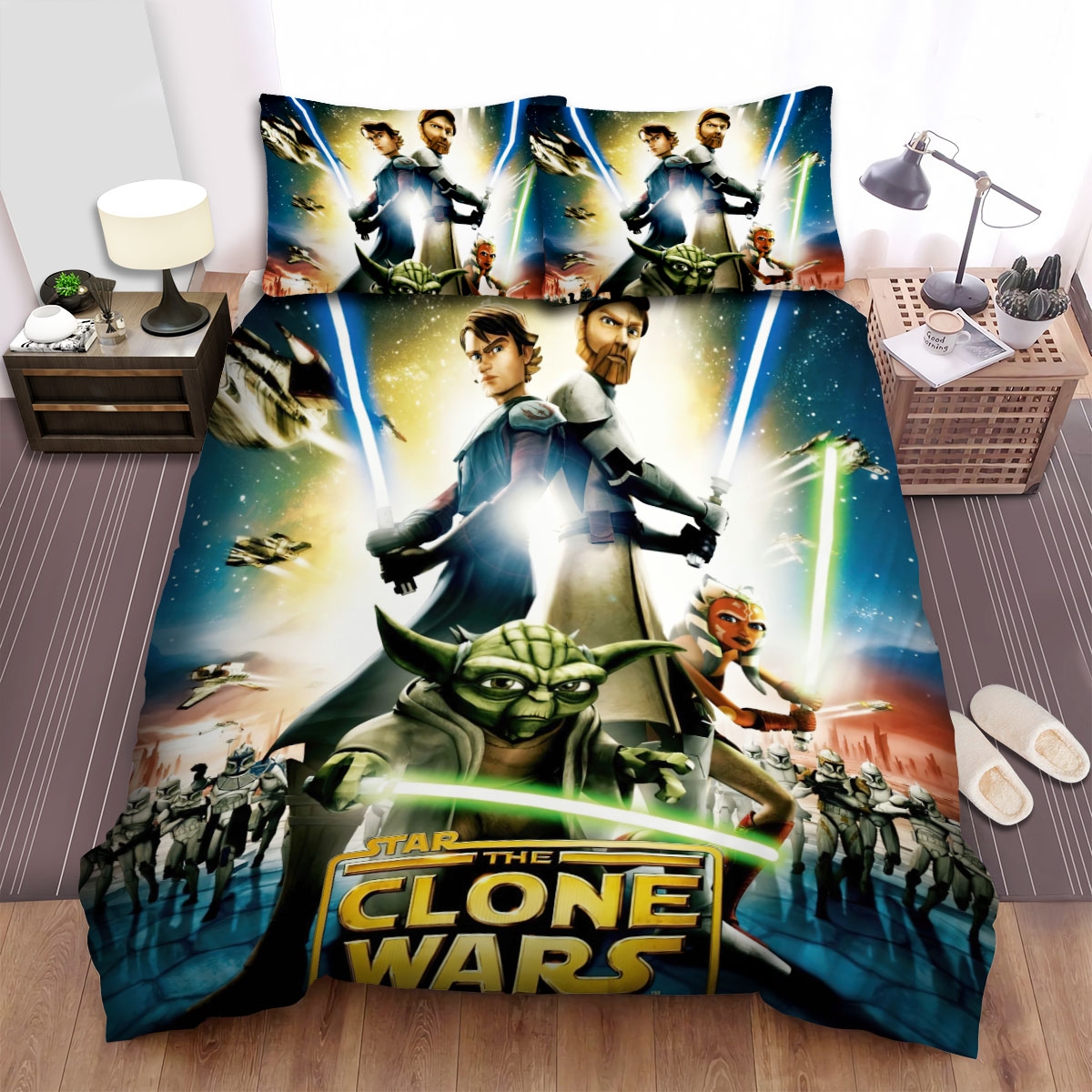 Star Wars The Clone Wars (2008-2020) Movie Poster 2 Bed Sheets Spread Duvet Cover Bedding Set - Unique Anime Apparel for Fans