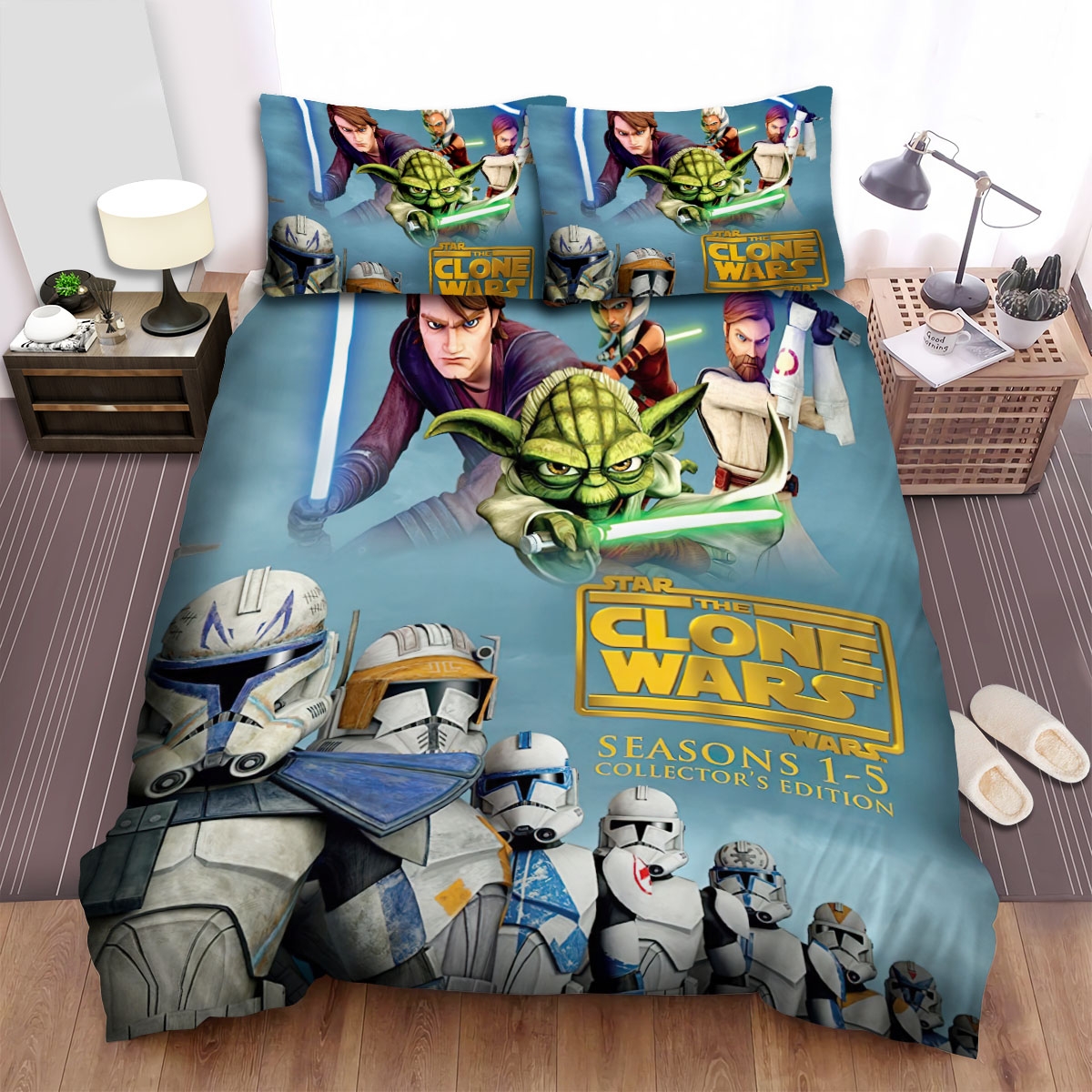 Star Wars The Clone Wars (2008-2020) White Robots Bed Sheets Spread Duvet Cover Bedding Set - Unique Anime Apparel for Fans