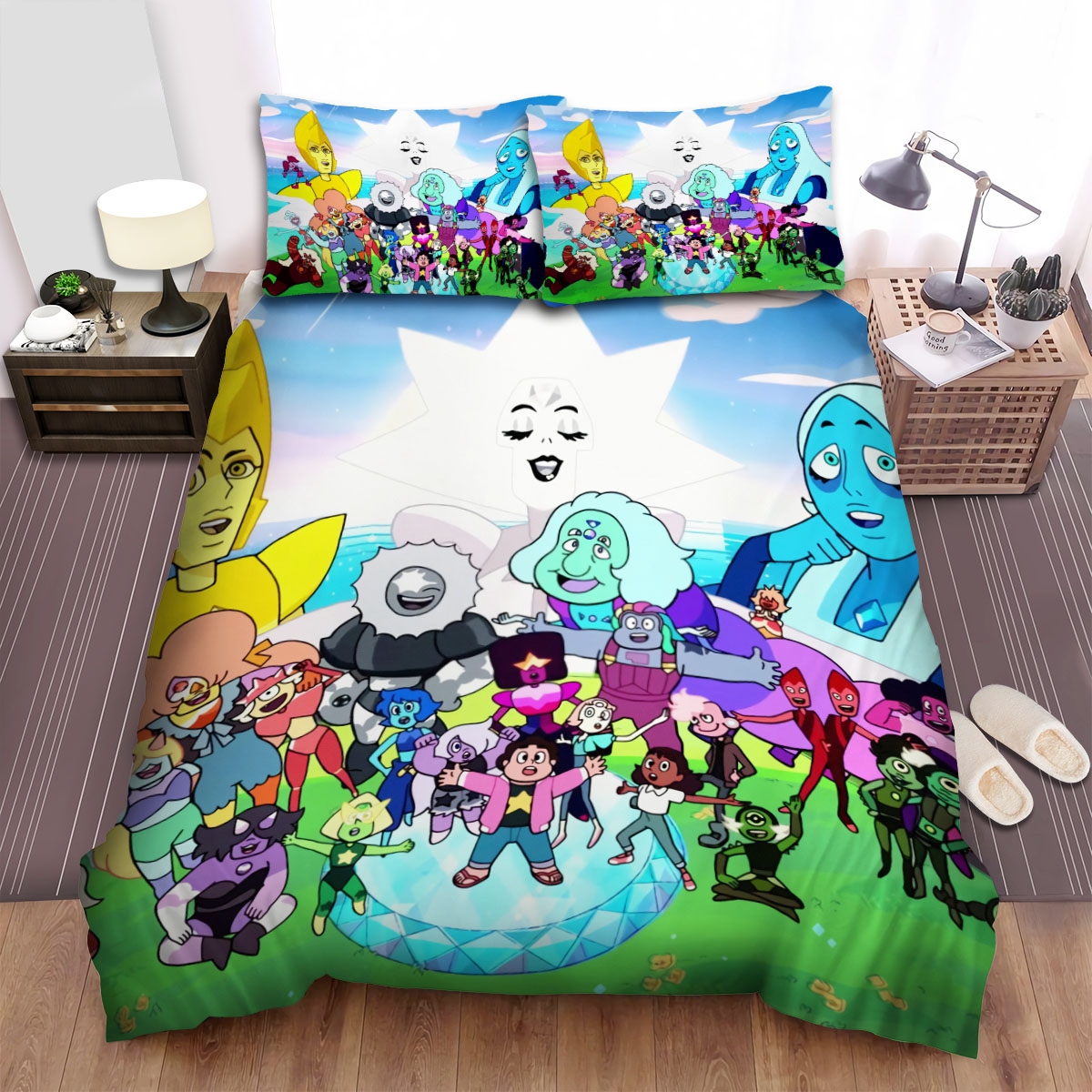 Steven Universe With Main Characters On The Island Bed Sheets Spread Duvet Cover Bedding Set - Unique Anime Apparel for Fans
