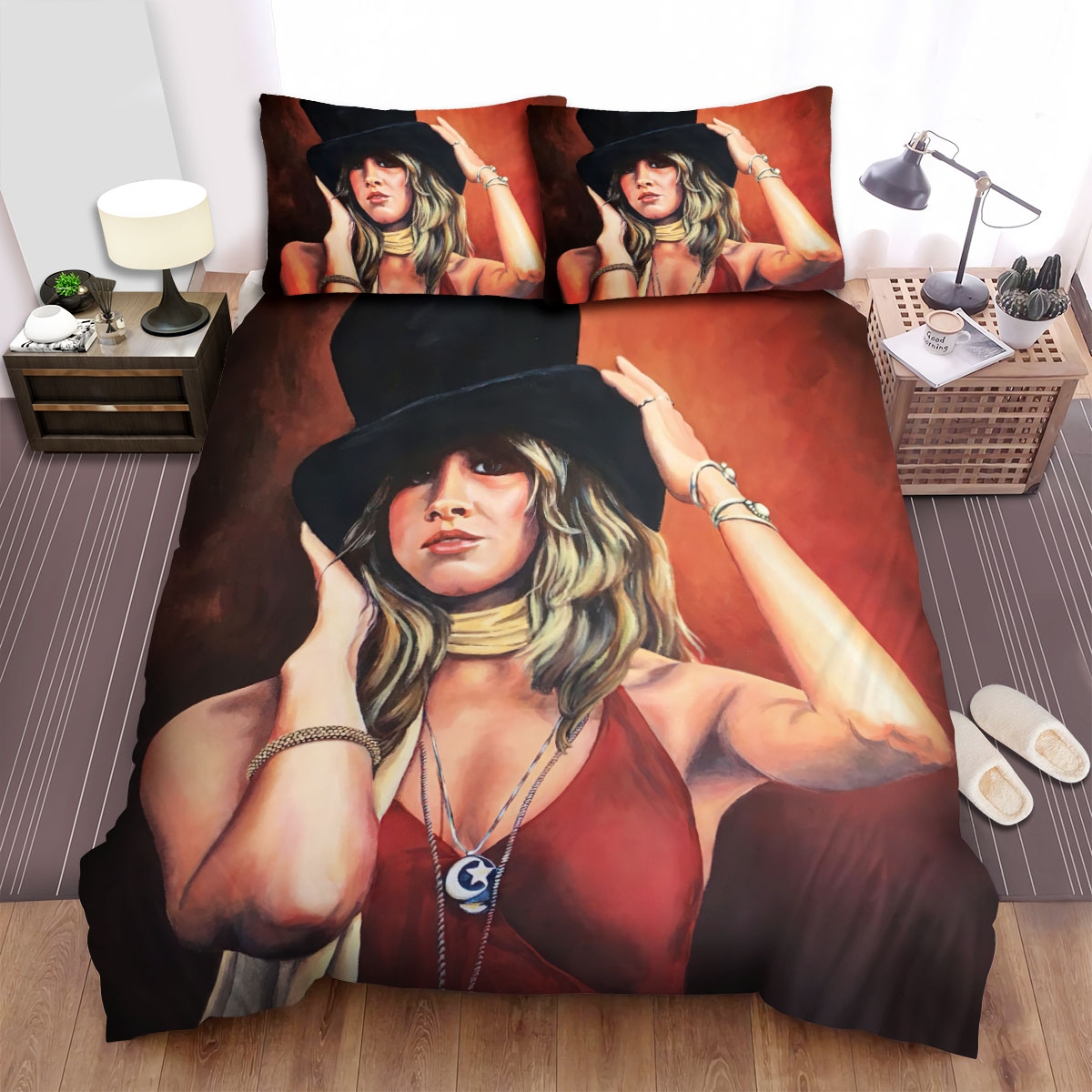 Stevie Nicks Hat Bed Sheets Spread Duvet Cover Bedding Set - Unique Anime Apparel for Fans