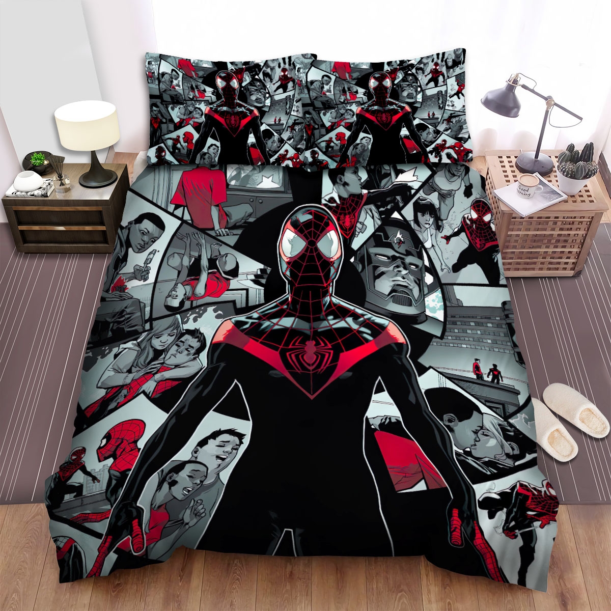 Story Of Spider Man Miles Morales Bed Sheets Spread Duvet Cover Bedding Set - Unique Anime Apparel for Fans