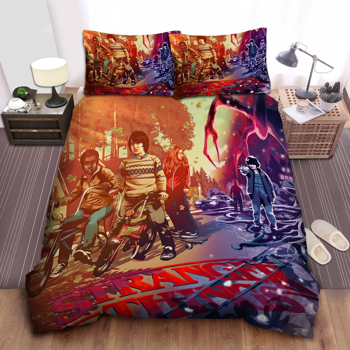 Stranger Things Characters In 3d Animation Bed Sheets Spread Duvet Cover Bedding Set - Unique Anime Apparel for Fans