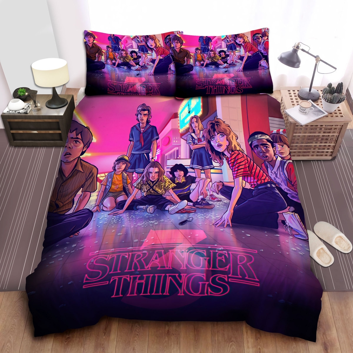 Stranger Things The Final Battle With The Mind Flayer Bed Sheets Spread Duvet Cover Bedding Set - Unique Anime Apparel for Fans