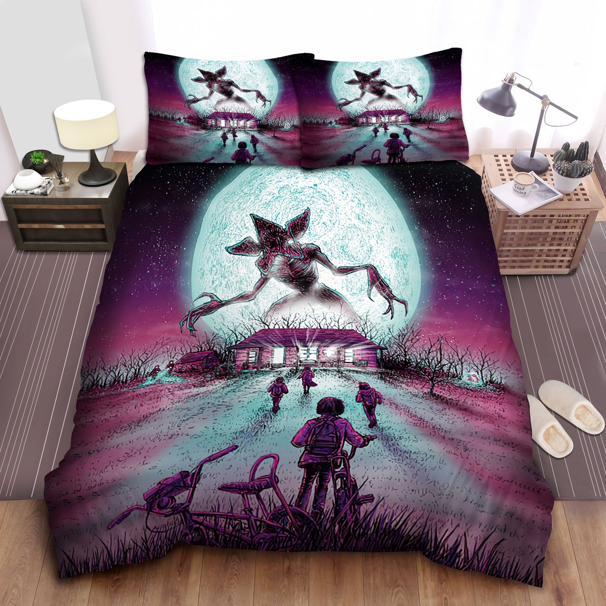 Stranger Things The Party Go Into Demogorgon Woodhouse Bed Sheets Spread Duvet Cover Bedding Set - Unique Anime Apparel for Fans