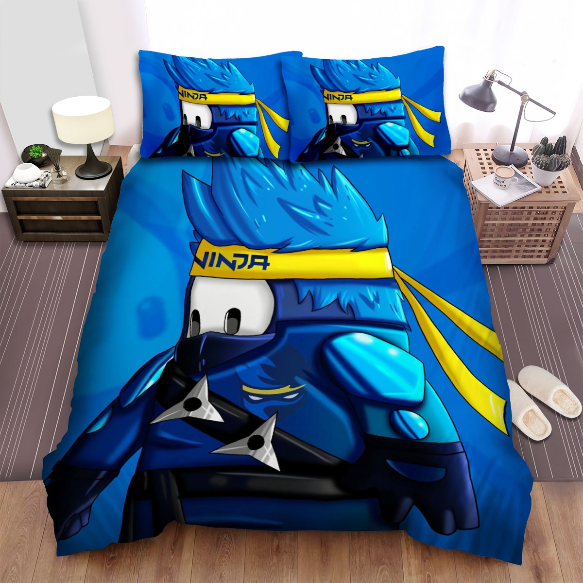 Streamer Ninja As A Fall Guys Character Bed Sheets Spread Duvet Cover Bedding Set - Unique Anime Apparel for Fans