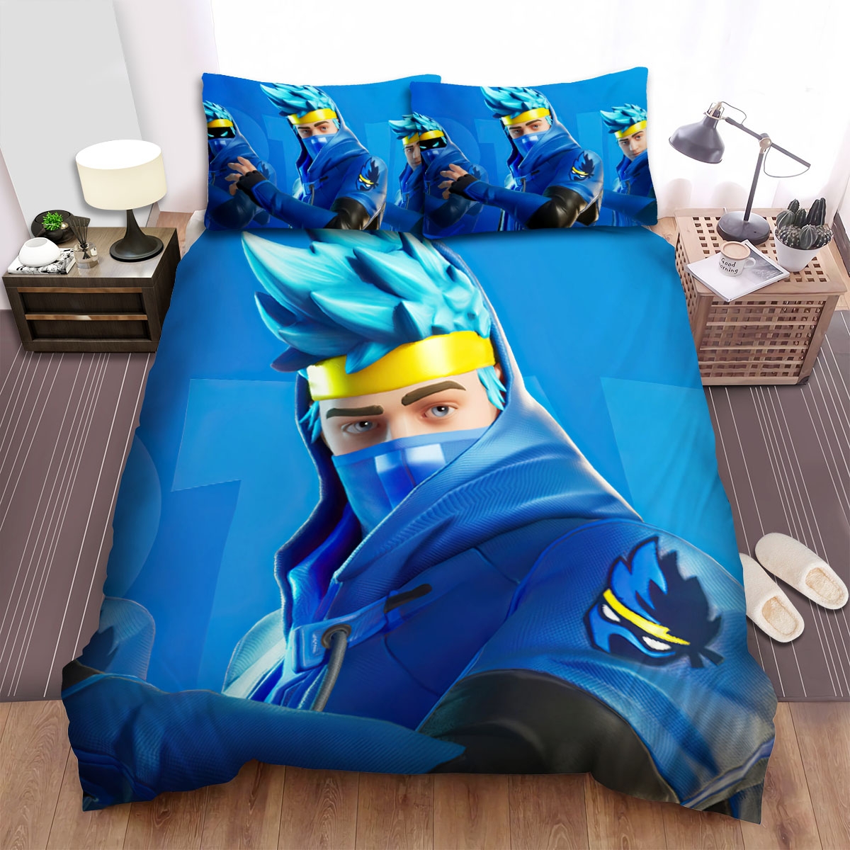 Streamer Ninja Fortnite Skin Bed Sheets Spread Duvet Cover Bedding Set - Unique Anime Apparel for Fans