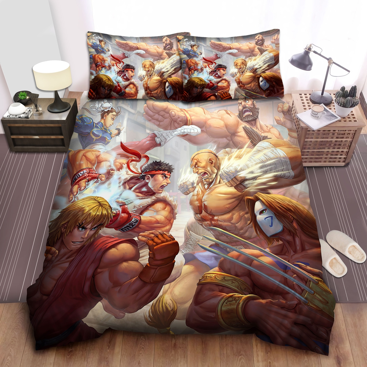 Street Fighter Fighting Poses Bed Sheets Spread Duvet Cover Bedding Set - Unique Anime Apparel for Fans