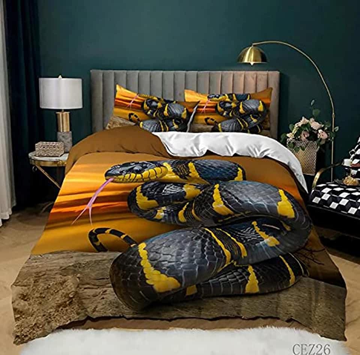 Stripe Cobra Snake Bed Sheet Duvet Cover Bedding Set - Unique Anime Apparel for Fans