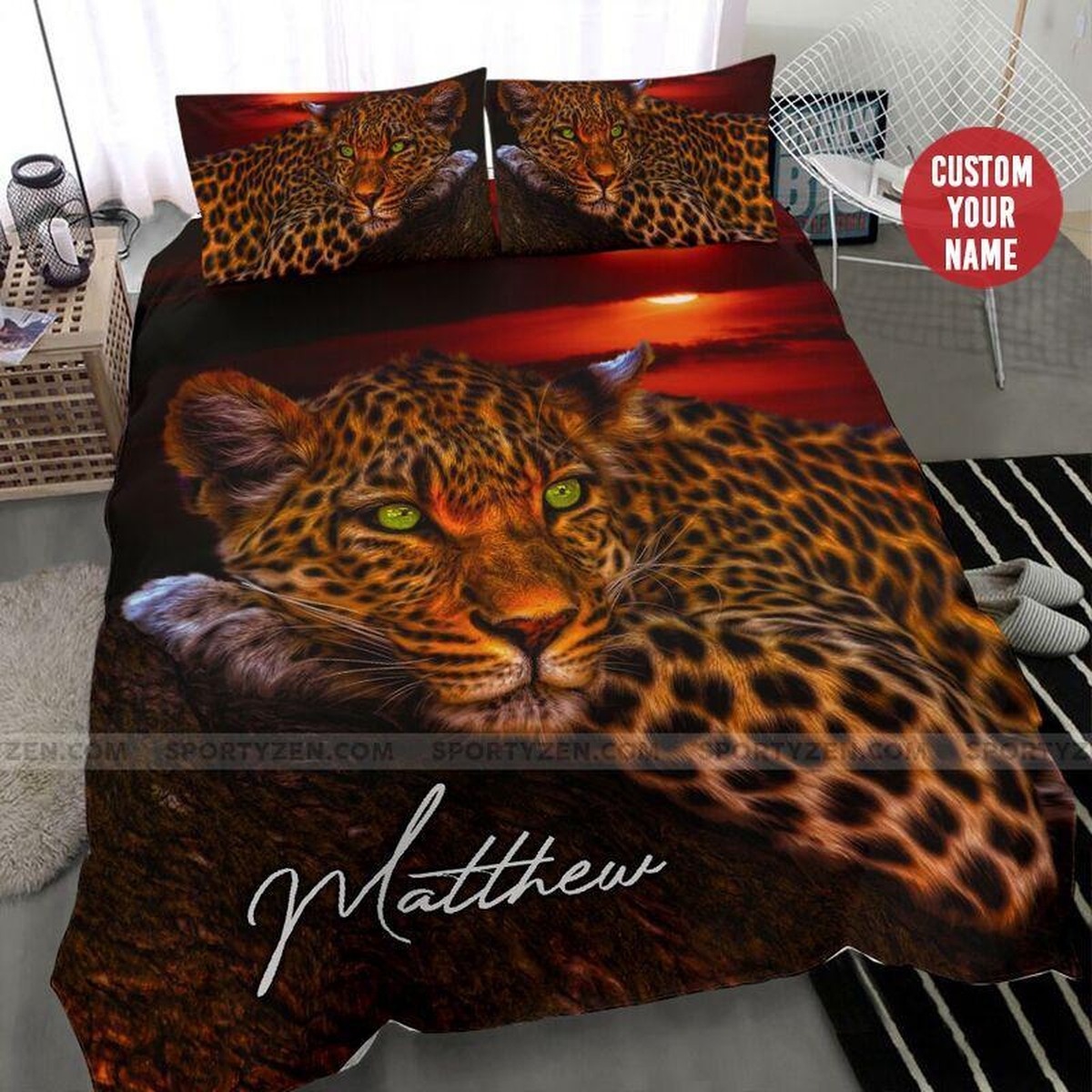 Strong Leopard In Wildlife Custom Duvet Cover Bedding Set With Name - Unique Anime Apparel for Fans