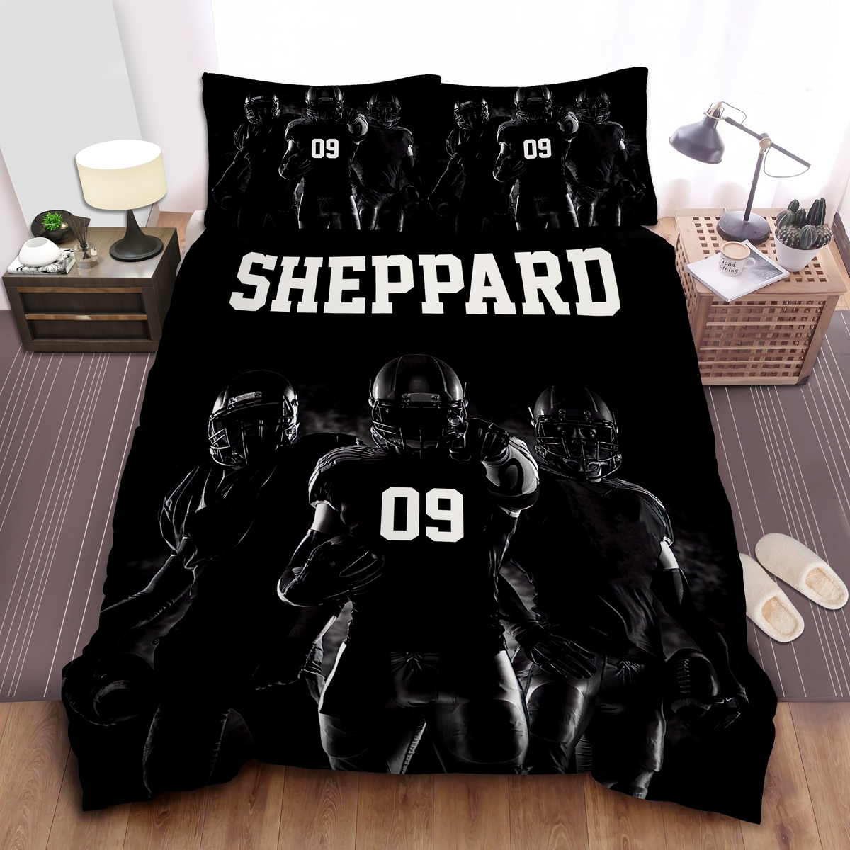 Strong Man American Football Player Custom Duvet Cover Bedding Set With Your Name - Unique Anime Apparel for Fans