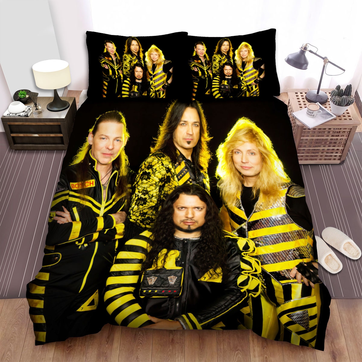 Stryper Band Black Background Bed Sheets Spread Duvet Cover Bedding Set - Unique Anime Apparel for Fans