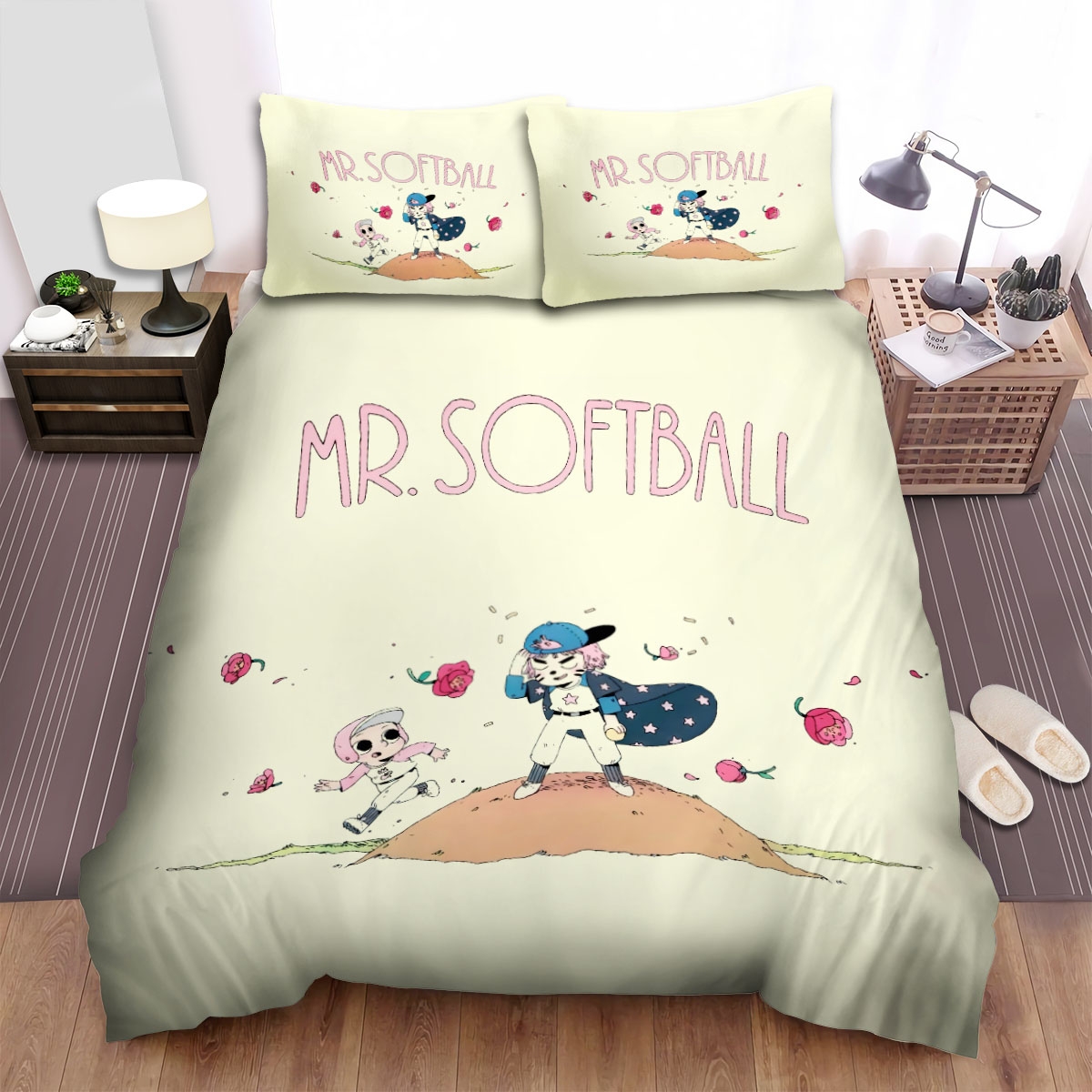 Summer Camp Island Mr. Softball Bed Sheets Spread Duvet Cover Bedding Set - Unique Anime Apparel for Fans