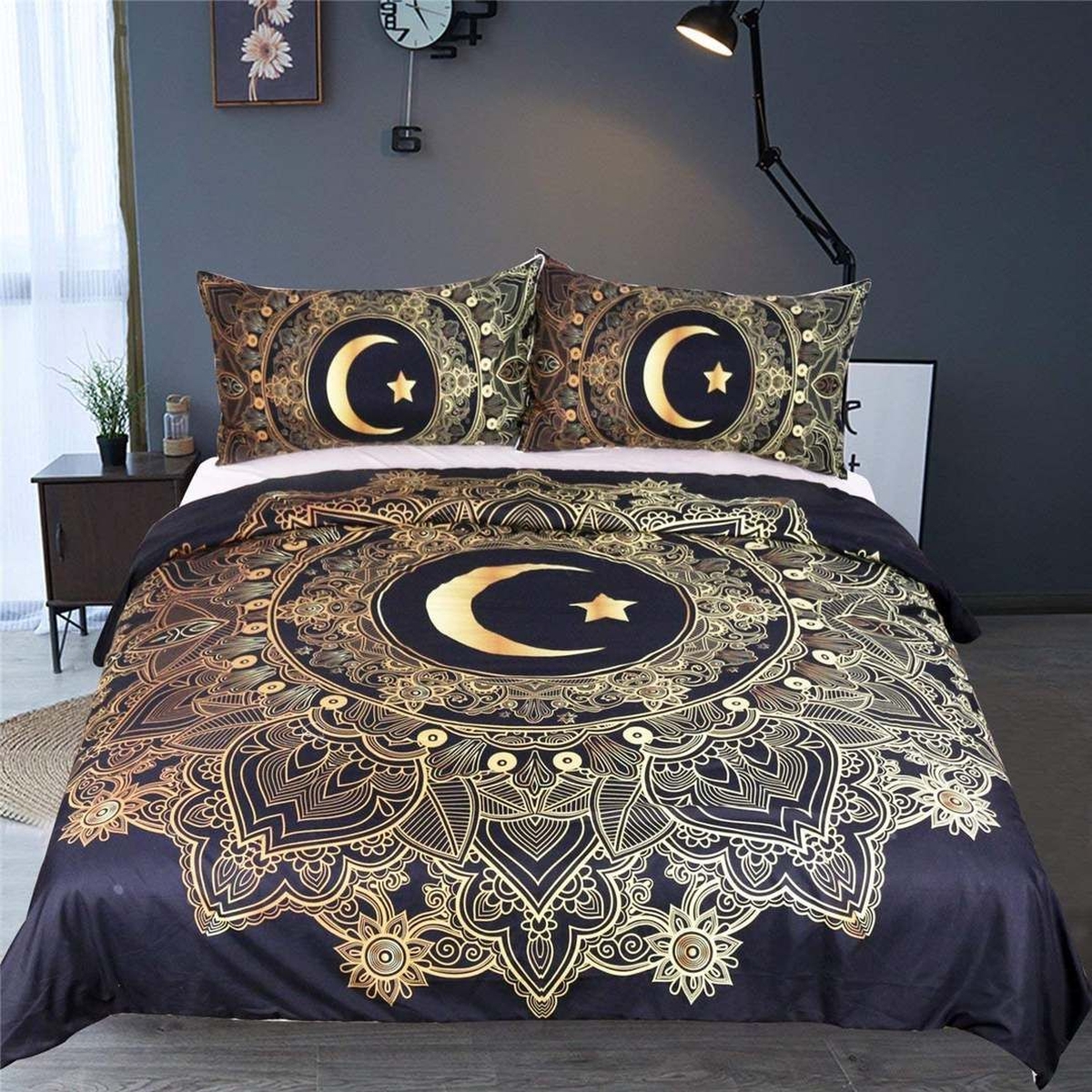 Sun And Moon Mandala Bed Sheets Spread Duvet Cover Bedding Set - Unique Anime Apparel for Fans