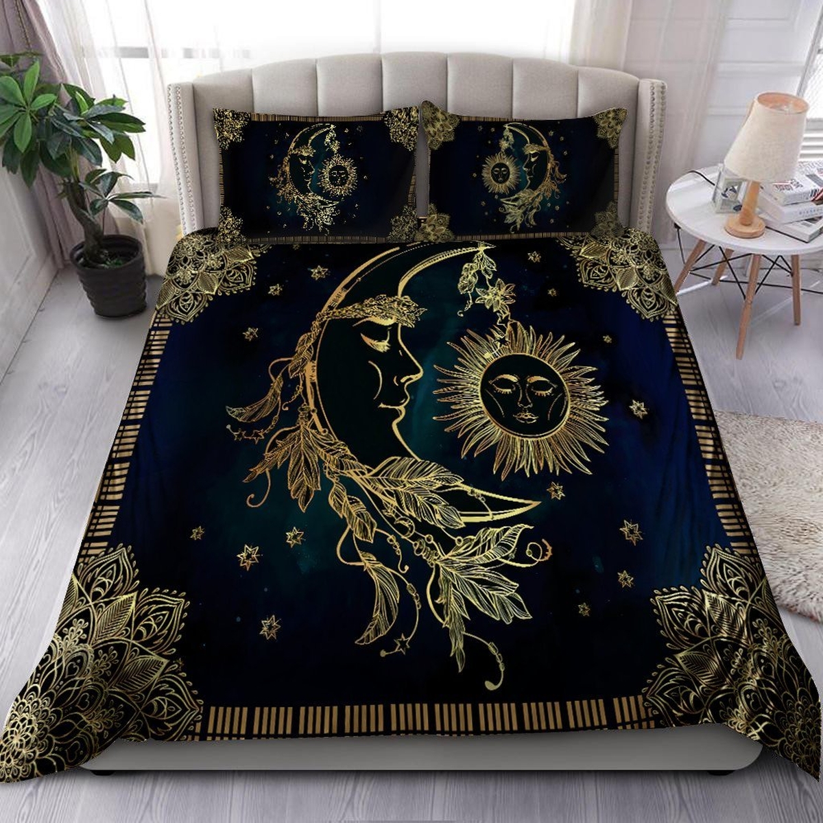 Sun And Moon Wicca Art Bed Sheets Spread Duvet Cover Bedding Set - Unique Anime Apparel for Fans
