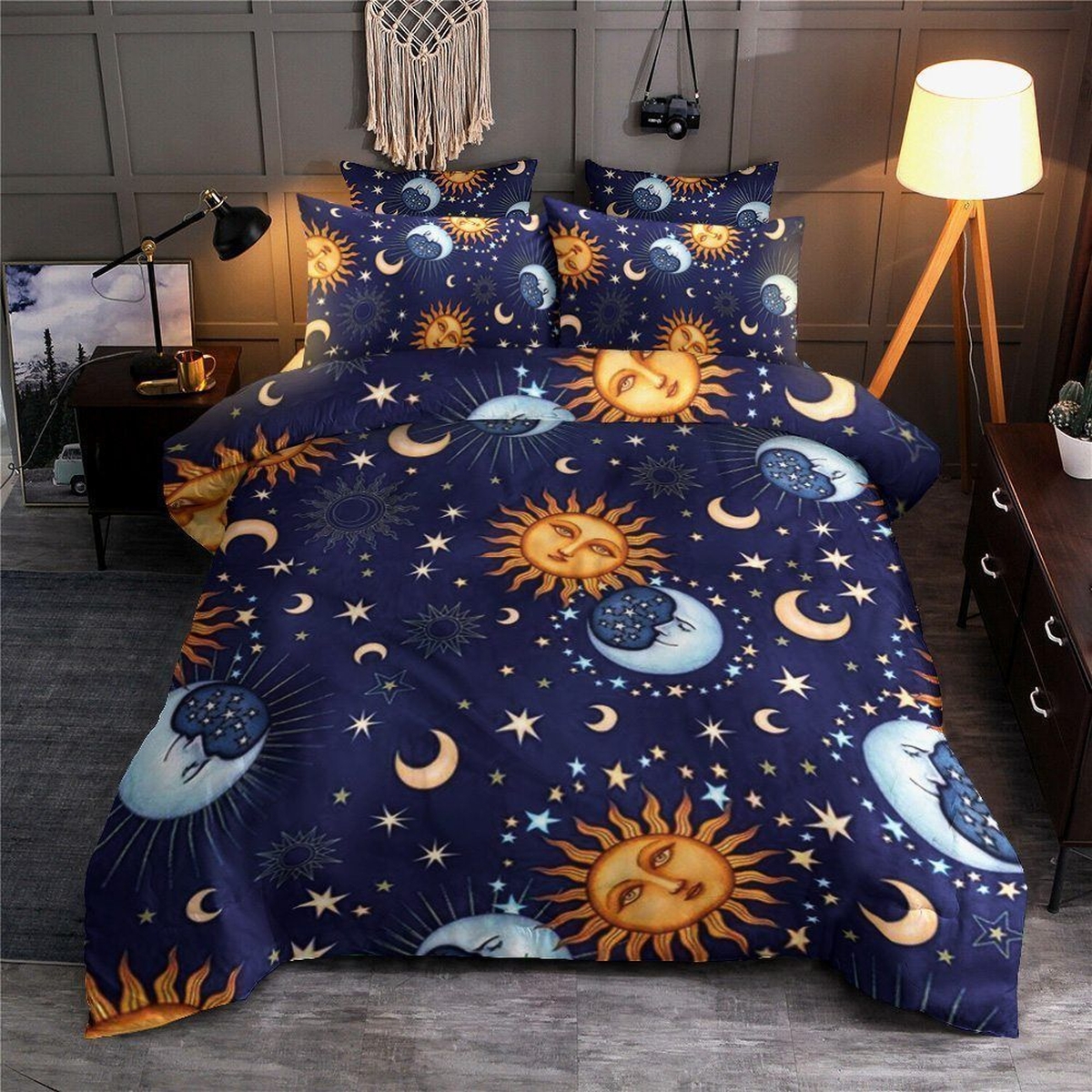 Sun Moon And Stars Bed Sheets Spread Duvet Cover Bedding Set Perfect Gifts For Sun And Moon Lover Gifts For Birthday Christmas Thanksgiving - Unique Anime Apparel for Fans