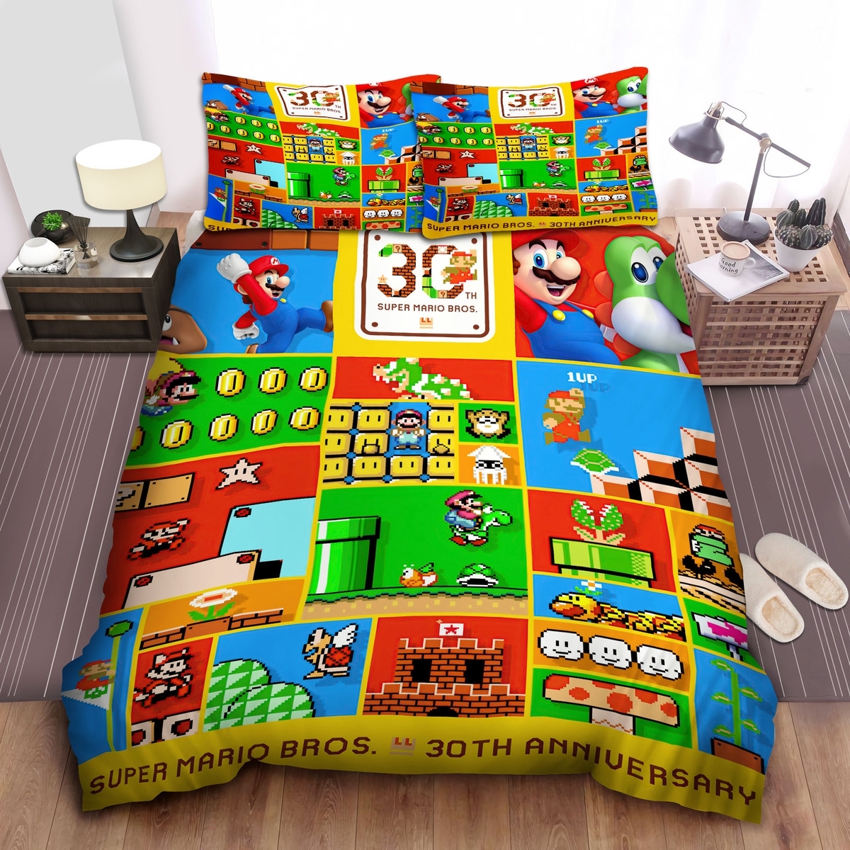 Super Mario Bros. 30th Anniversary Bed Sheets Spread Duvet Cover Bedding Set - Unique Anime Apparel for Fans