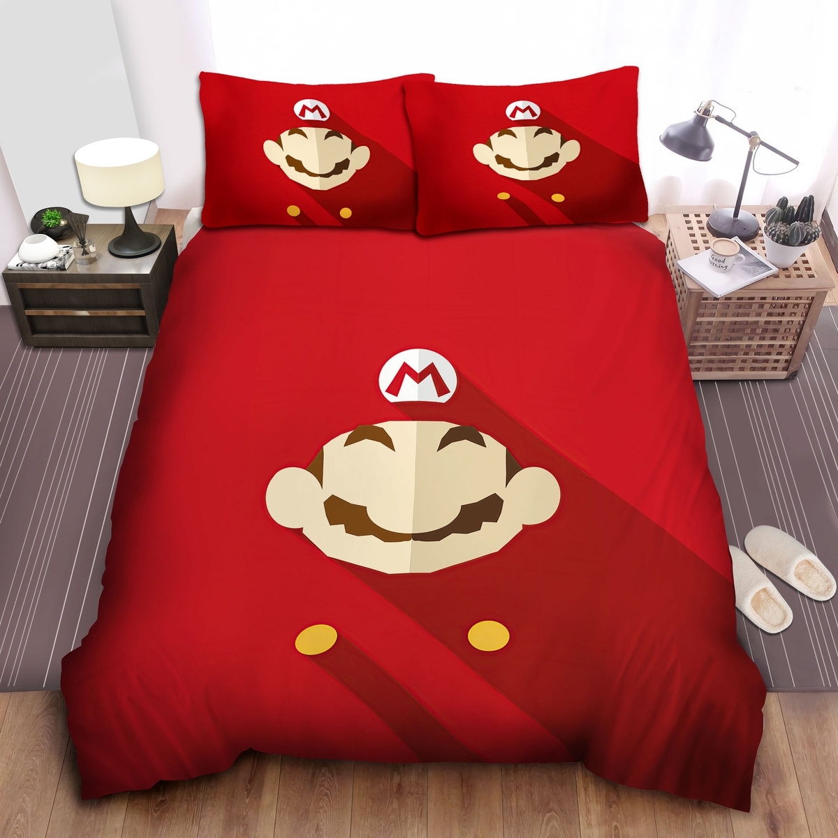 Super Mario Modern Art Portrait Of Mario Bed Sheets Spread Duvet Cover Bedding Set - Unique Anime Apparel for Fans