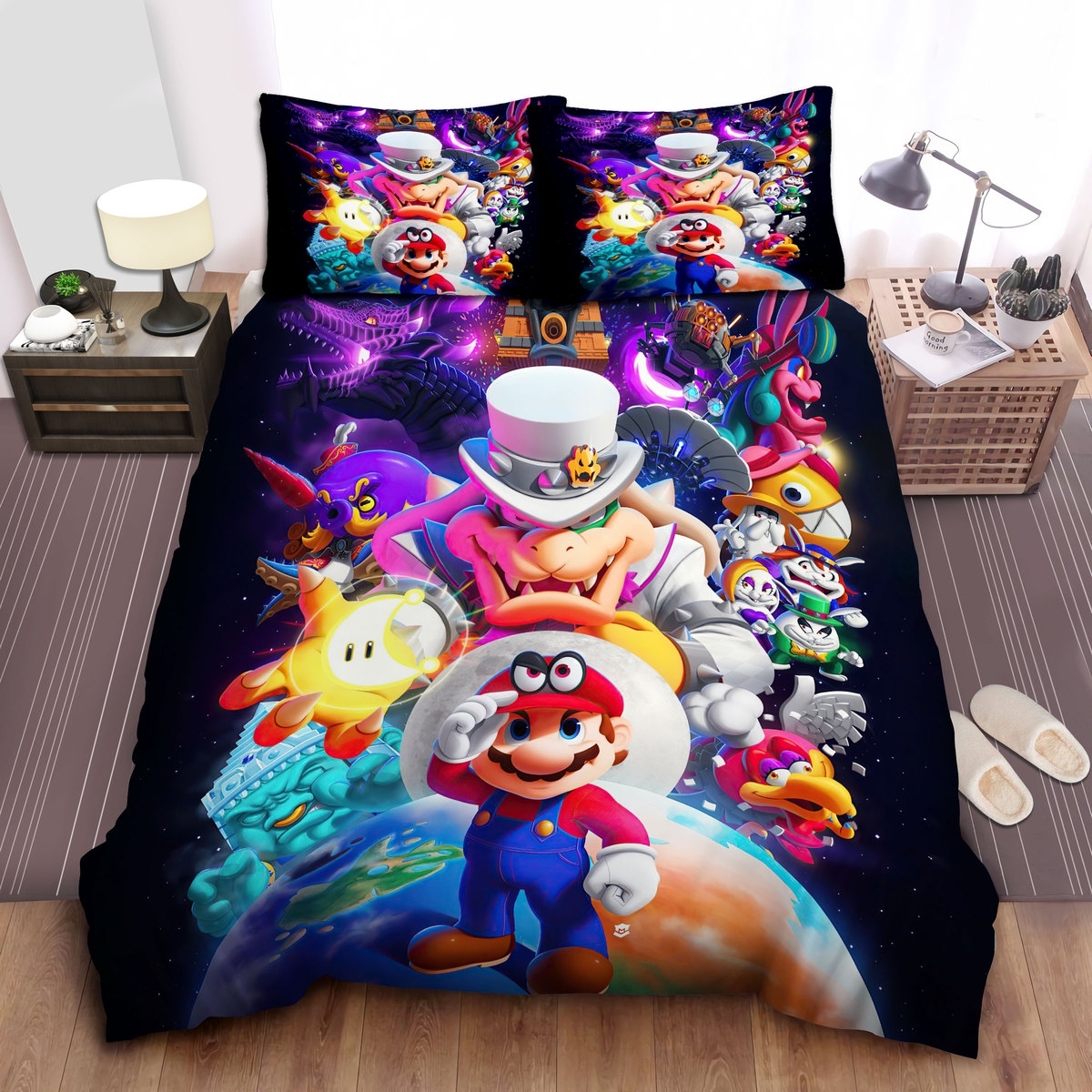 Super Mario Odyssey Game 3d Illustration Bed Sheets Spread Duvet Cover Bedding Set - Unique Anime Apparel for Fans