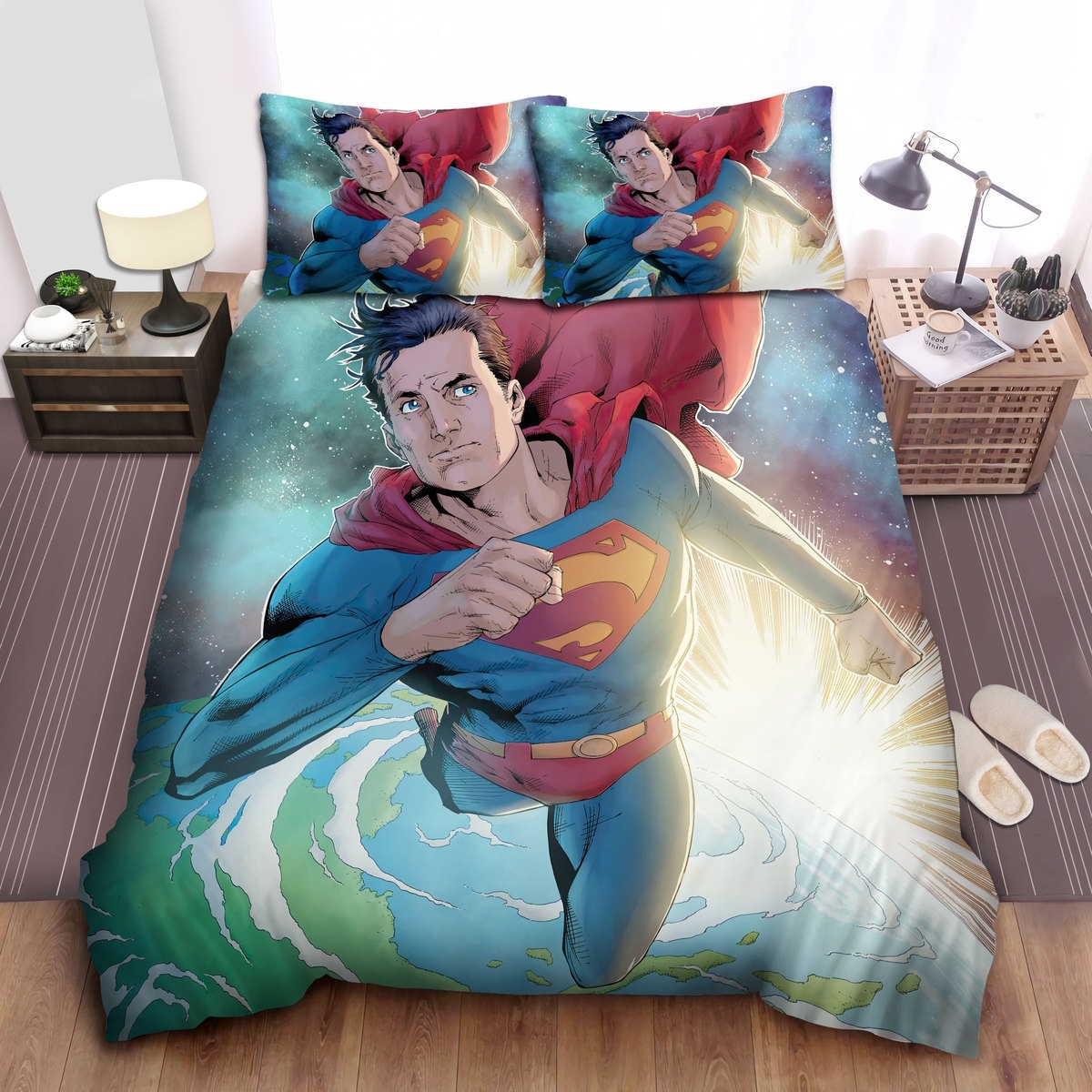 Superman Dc Comics Character Among The Galaxy Bed Sheets Spread Duvet Cover Bedding Set - Unique Anime Apparel for Fans