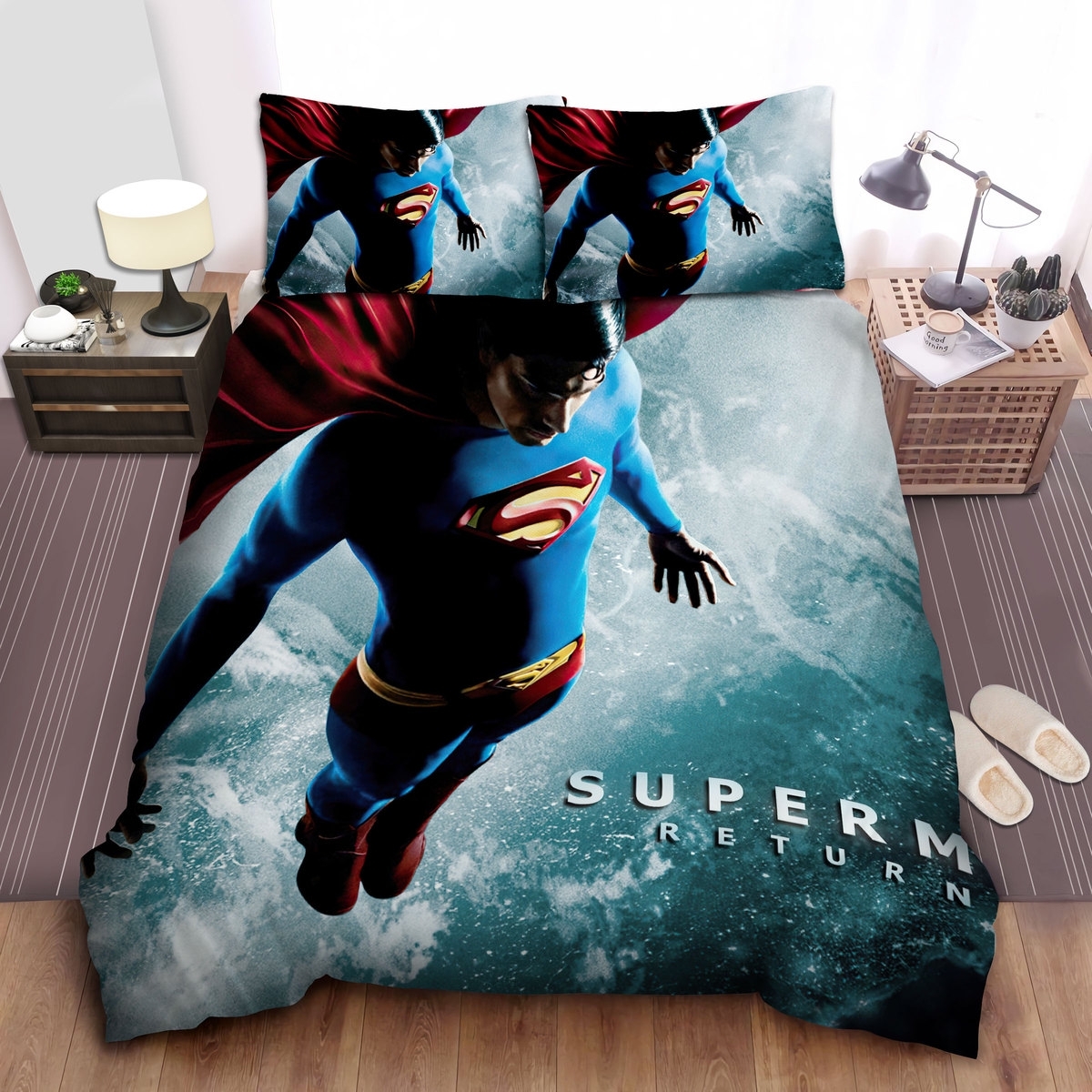 Superman Dc Comics Character Brandon Routh Superman Returns Bed Sheets Spread Duvet Cover Bedding Set - Unique Anime Apparel for Fans