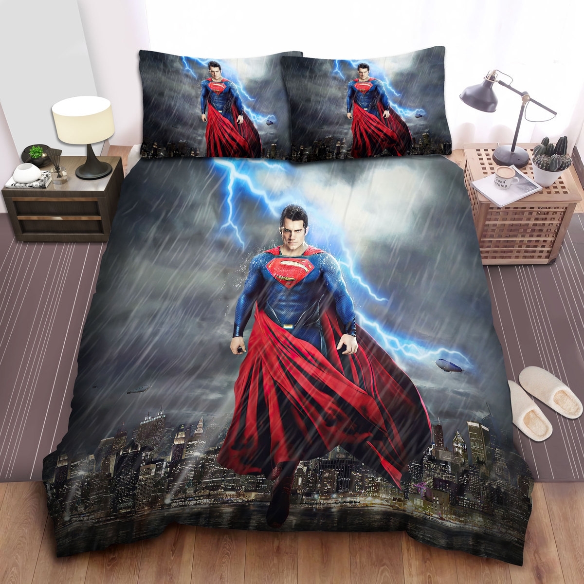 Superman, Dc Comics Character, Henry Cavill On The Rainy Day Bed Sheets Spread Comforter Duvet Cover Bedding Set - Unique Anime Apparel for Fans
