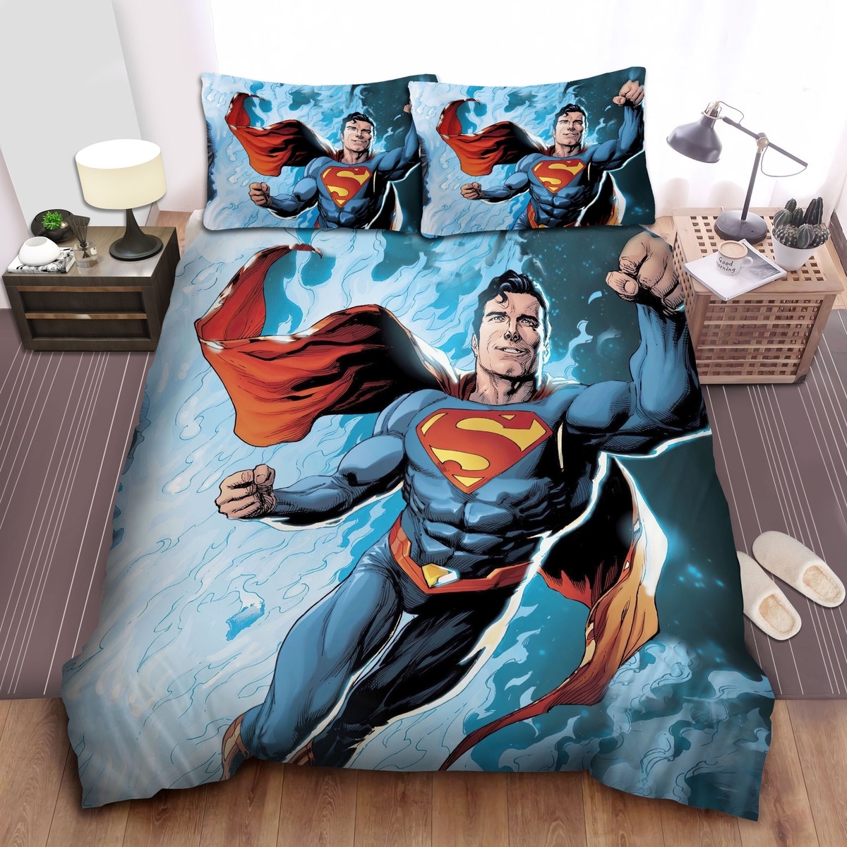 Superman Dc Comics Character In The White Steam Bed Sheets Spread Duvet Cover Bedding Set - Unique Anime Apparel for Fans