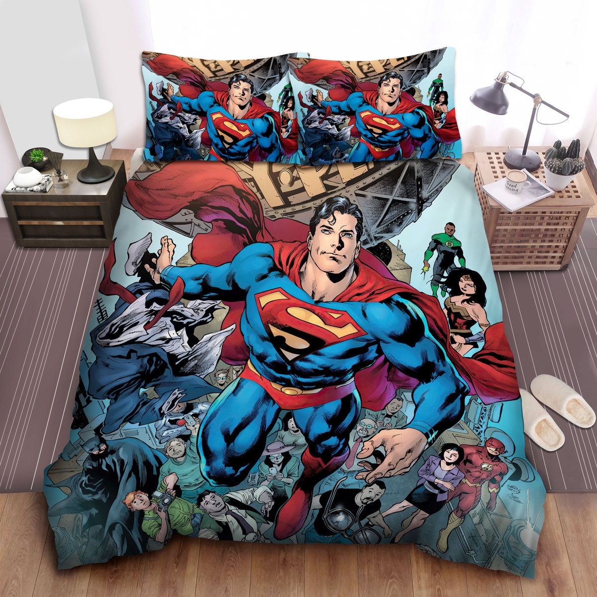 Superman Dc Comics Character Justice League Bed Sheets Spread Duvet Cover Bedding Set - Unique Anime Apparel for Fans