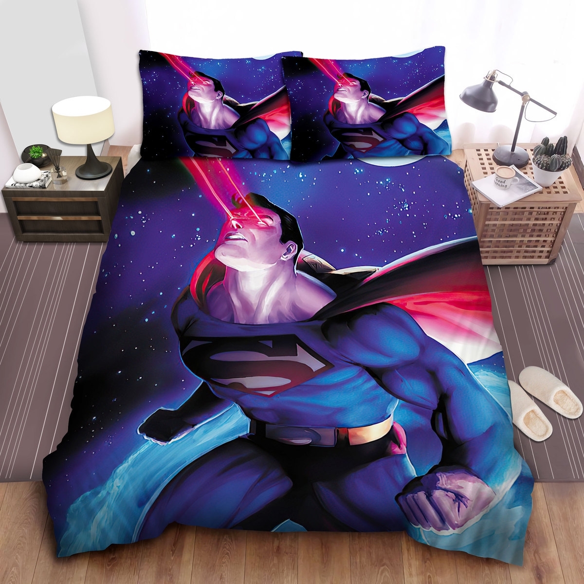 Superman Dc Comics Character Laser Eyes Bed Sheets Spread Duvet Cover Bedding Set - Unique Anime Apparel for Fans