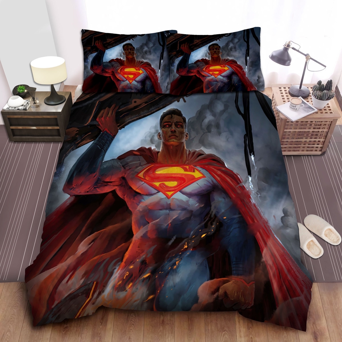 Superman Dc Comics Character Lifting The Wall Bed Sheets Spread Duvet Cover Bedding Set - Unique Anime Apparel for Fans