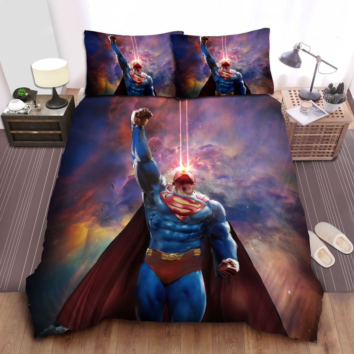 Superman Dc Comics Character Look Up To The Sky Bed Sheets Spread Duvet Cover Bedding Set - Unique Anime Apparel for Fans