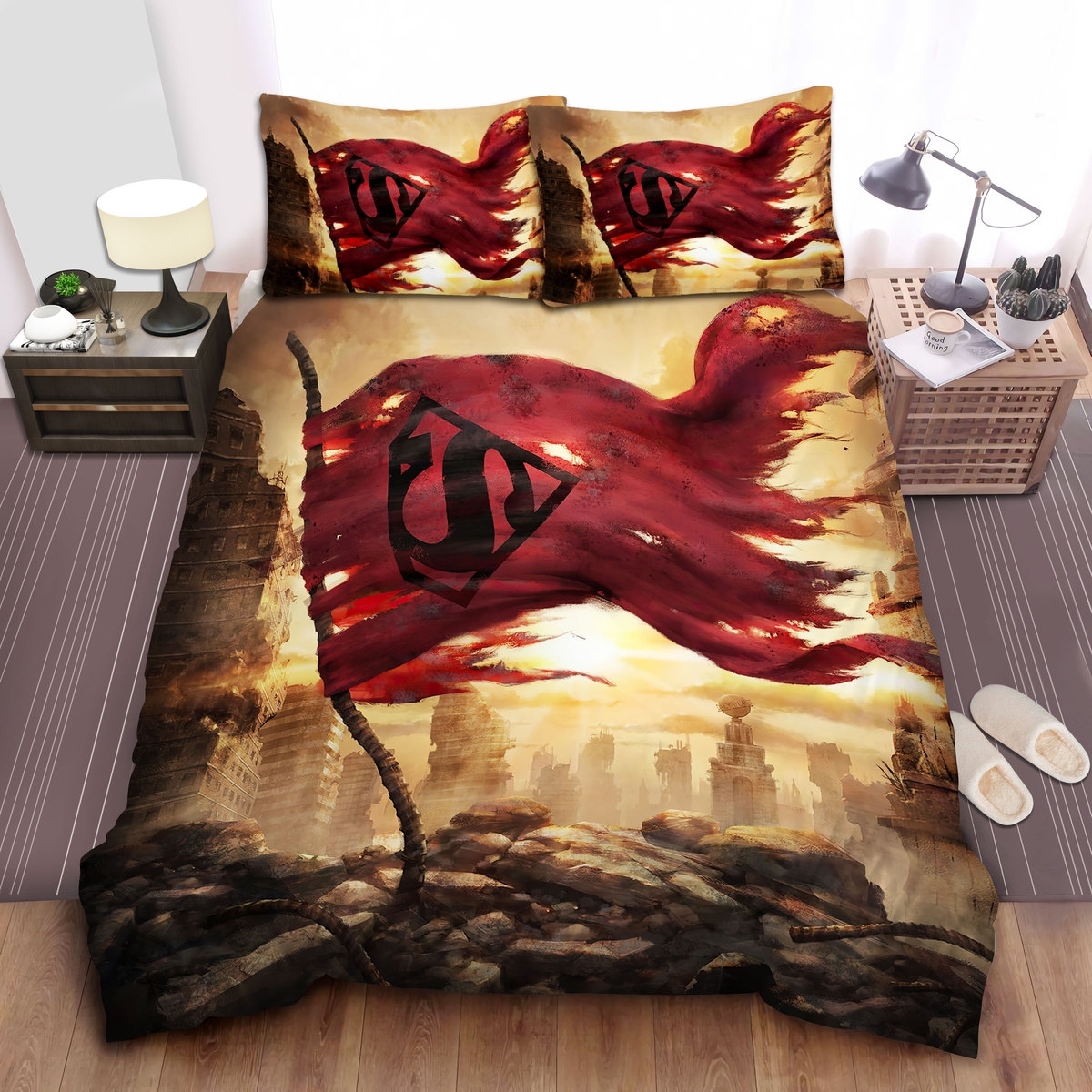 Superman Dc Comics Character Superman Flag Bed Sheets Spread Duvet Cover Bedding Set - Unique Anime Apparel for Fans