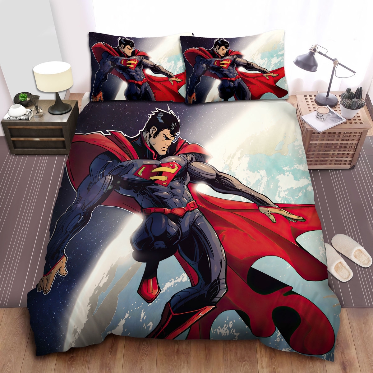 Superman Dc Comics Character Superman In The Space Bed Sheets Spread Duvet Cover Bedding Set - Unique Anime Apparel for Fans