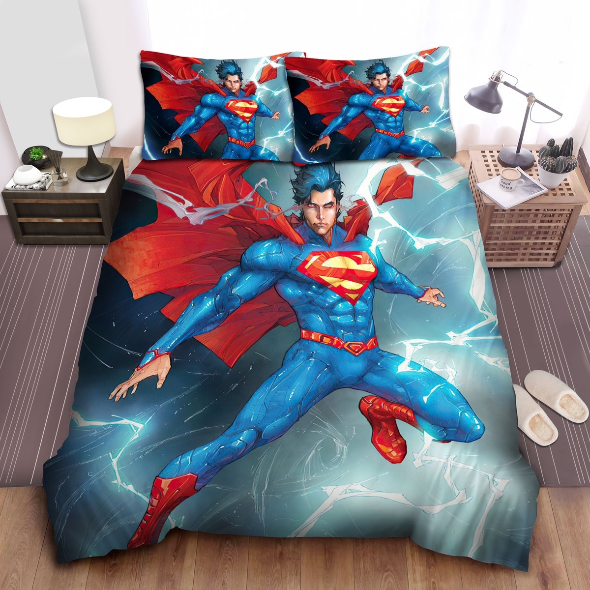 Superman Dc Comics Character Thunderstorm Bed Sheets Spread Duvet Cover Bedding Set - Unique Anime Apparel for Fans