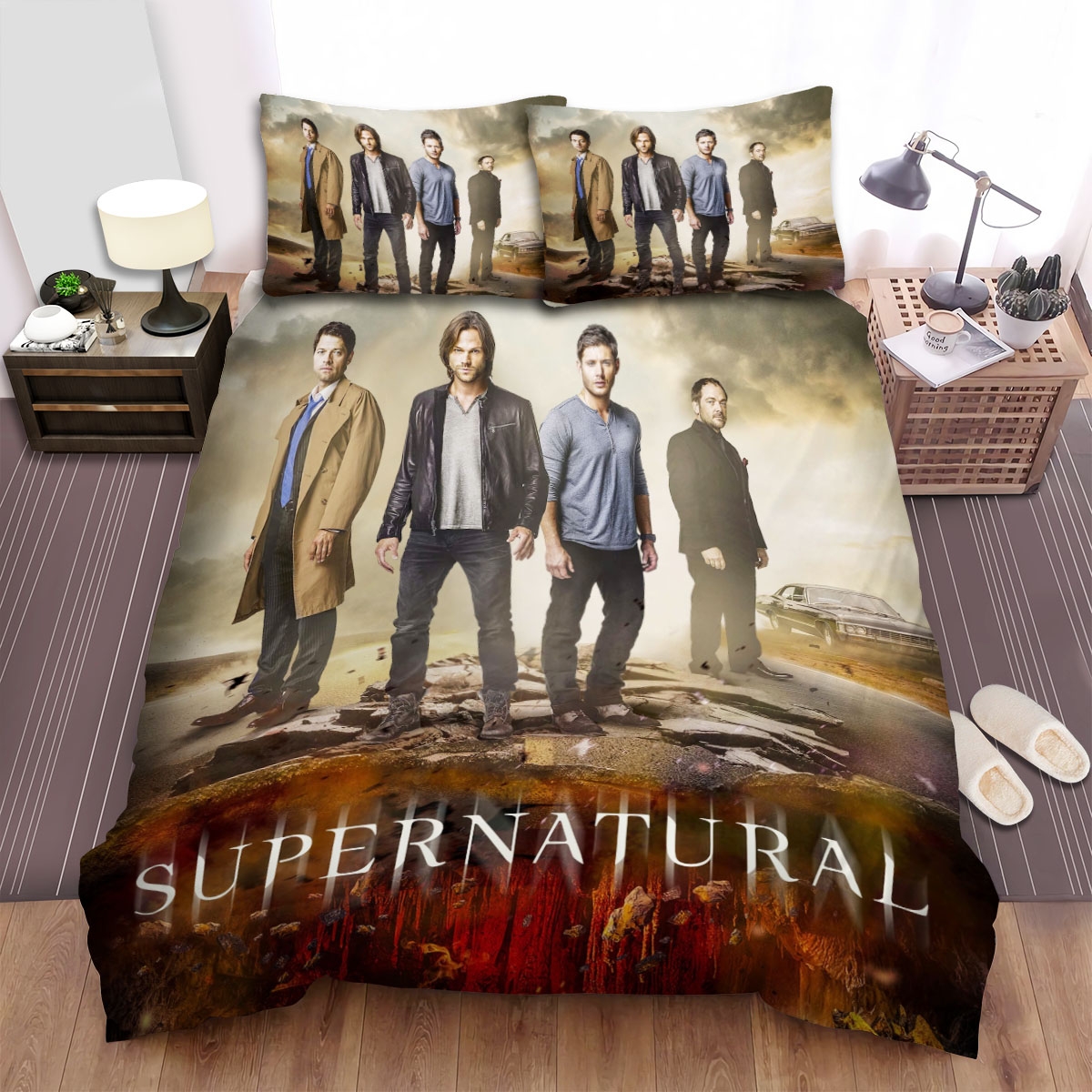 Supernatural (2005-2020) 2 Fire Bed Sheets Spread Comforter Duvet Cover Bedding Set - Unique Anime Apparel for Fans