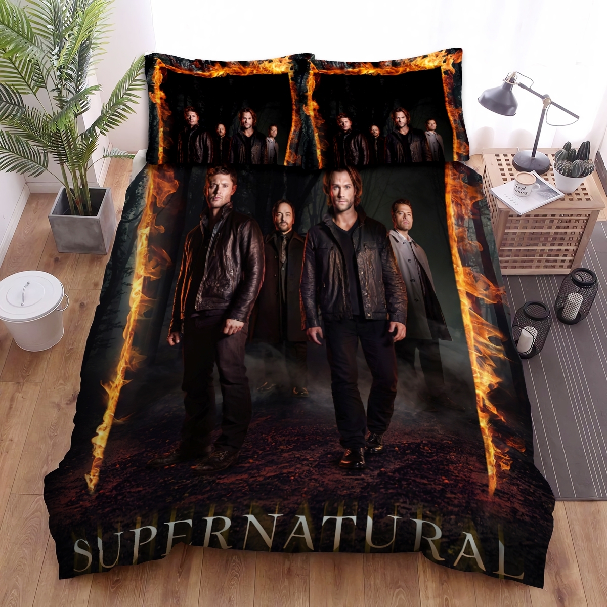 Supernatural (2005-2020) Fire Door Bed Sheets Spread Duvet Cover Bedding Set - Unique Anime Apparel for Fans