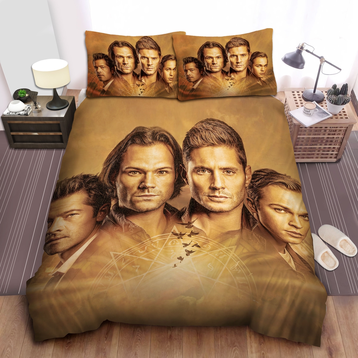 Supernatural Season 15 Main Cast Poster Bed Sheets Spread Duvet Cover Bedding Set - Unique Anime Apparel for Fans