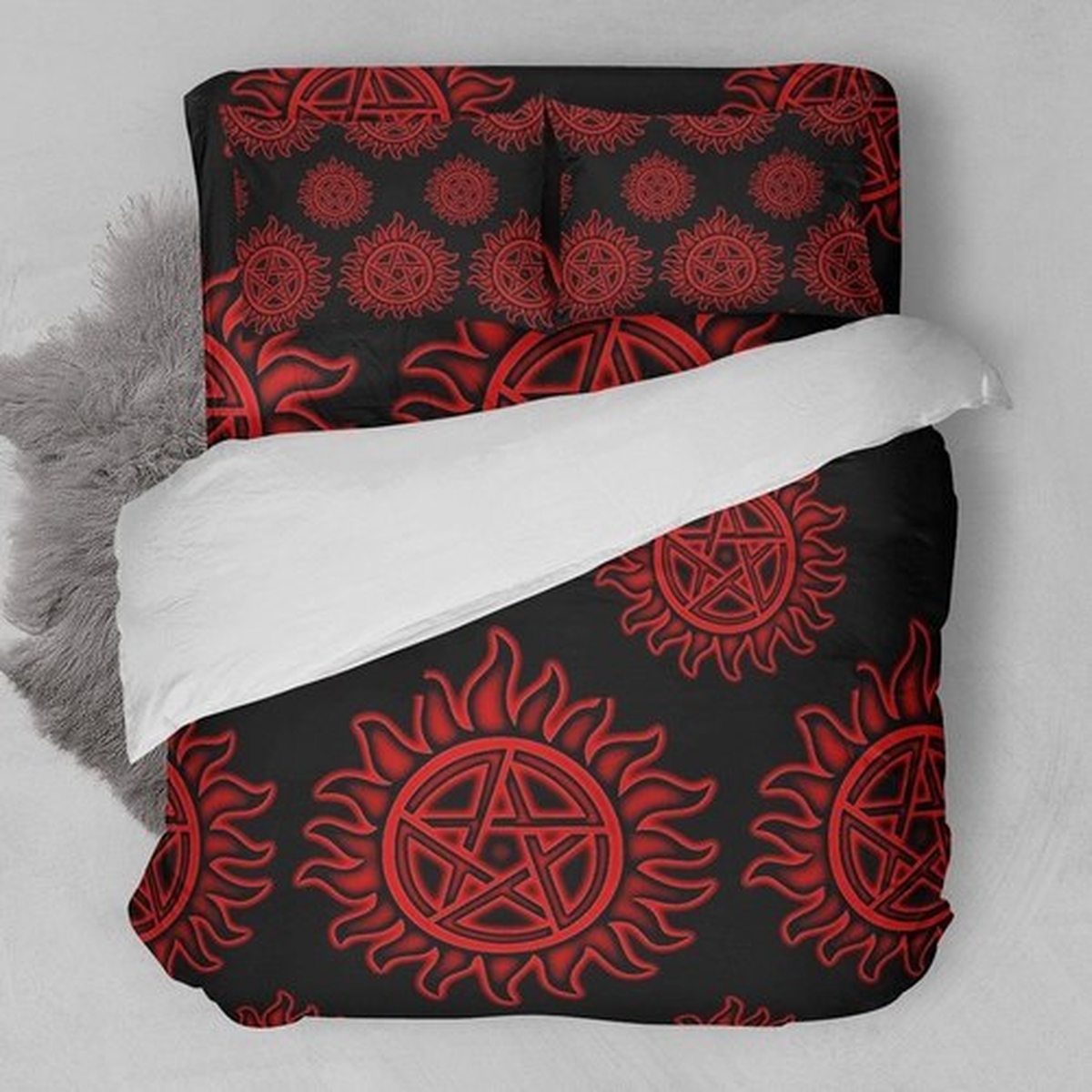Supernatural Sign 3d Duvet Cover Bedding Set - Unique Anime Apparel for Fans